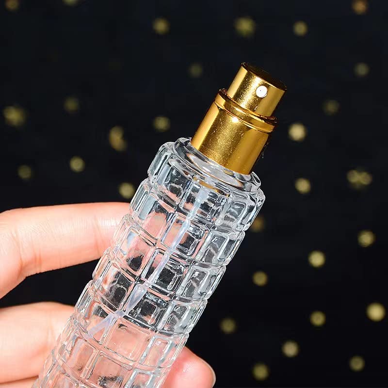 Enslz Glass Empty Bottle Refillable Perfume Atomizer Spray Perfume Bottles 1 Ounce, Travel Cologne Bottle Portable (Gold)