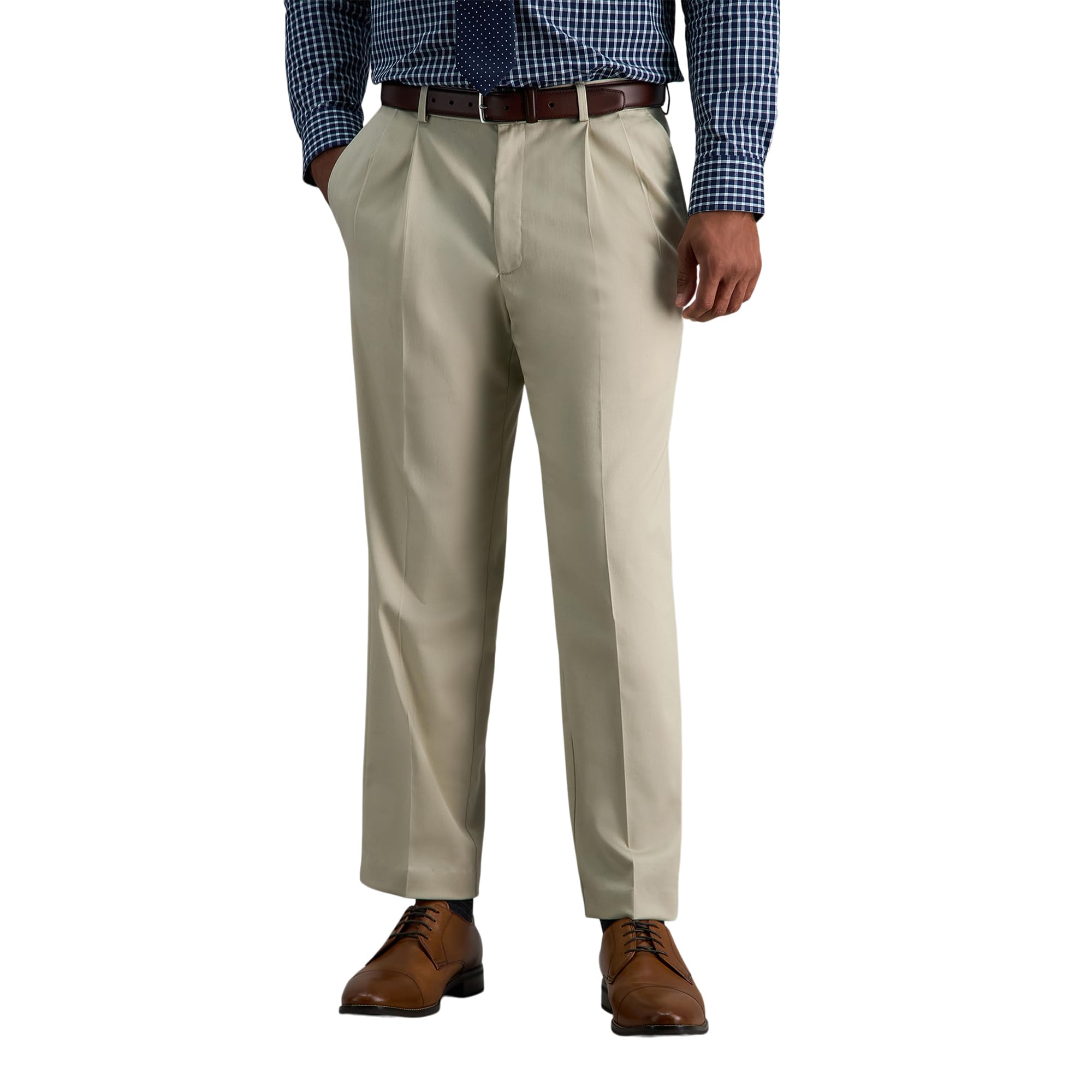 Haggar Mens Premium No Iron Khaki Classic Fit Pleat Front Regular And Big  Tall Sizes, Sand, 38W X 29L