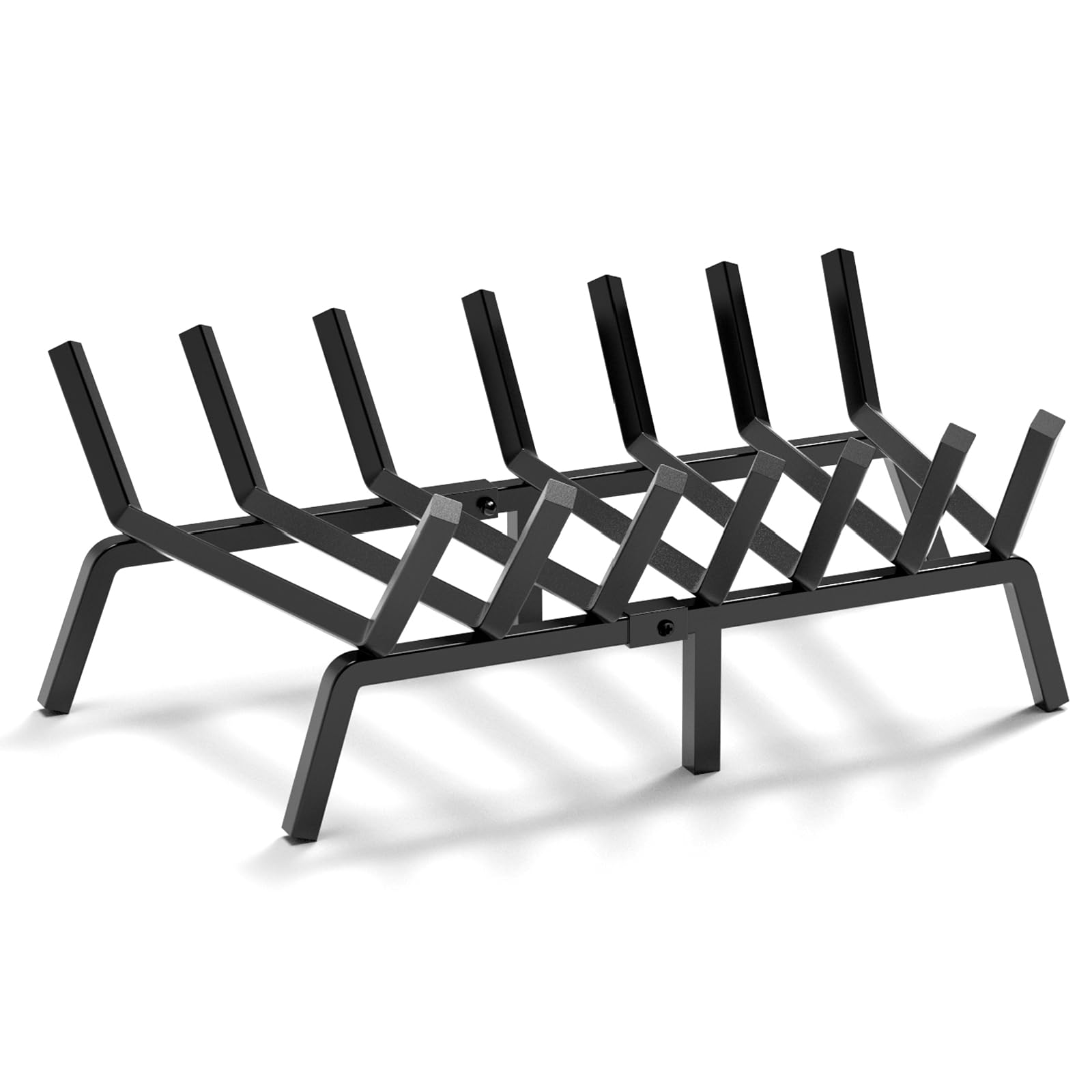 Snogswog 24'' Fireplace Grate, Solid Steel Firewood Burning Rack, Heavy Duty Fire Grates, Matt Black Fireplace Rack, 7-Bars Fire