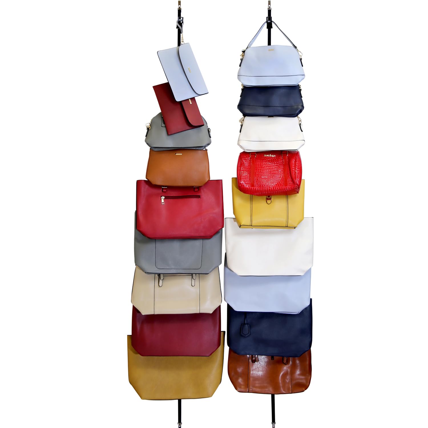 Perfect Curve Over-The-Door Handbag and Purse Organizer for 18 Handbags or Purses. Black.