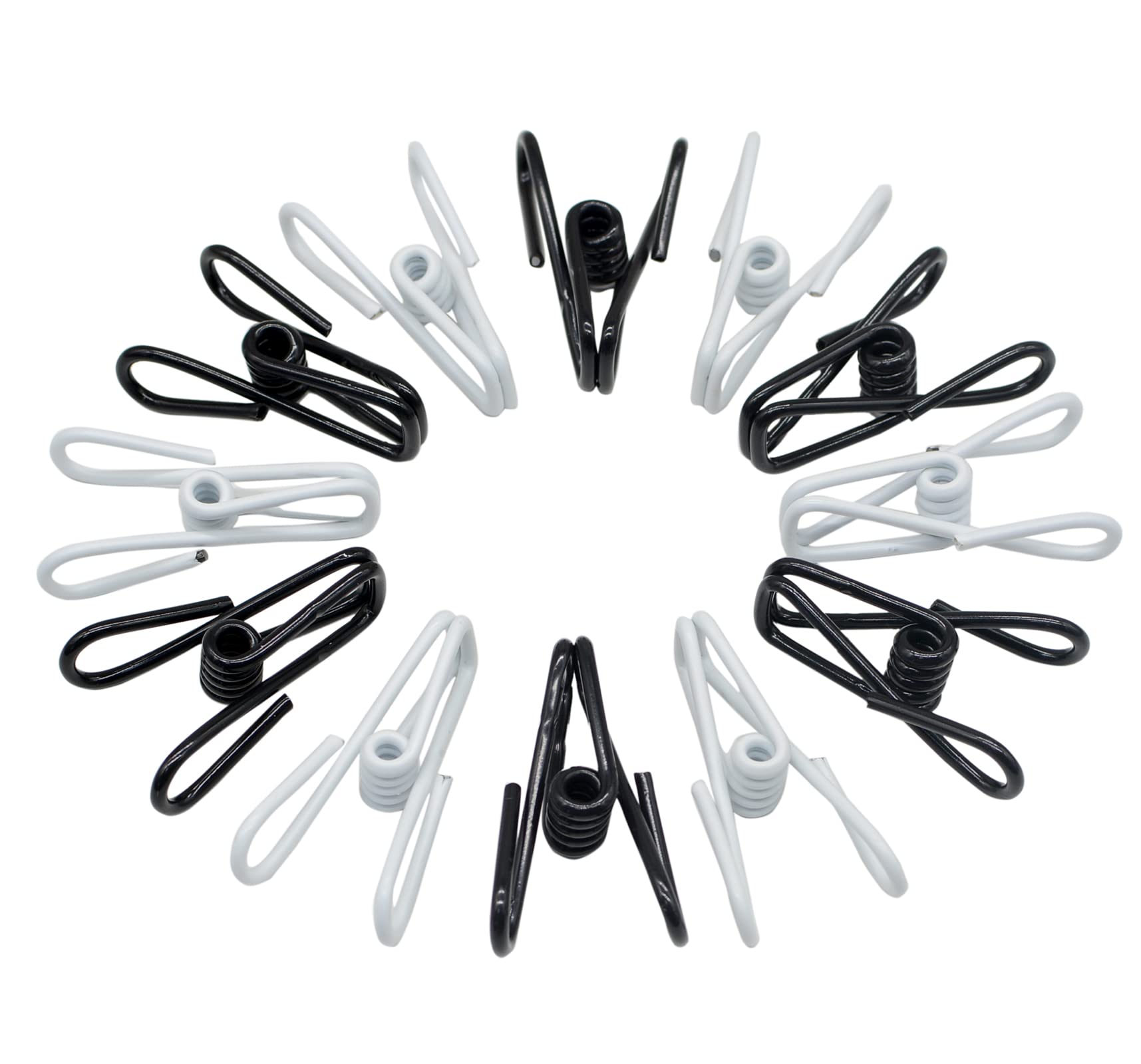 20 Pcs 2 Inch Black And White Chip Clips, Pvc Coating High Elasticity Strength Steel Clothes Pins, Food Clips And Bag Clips