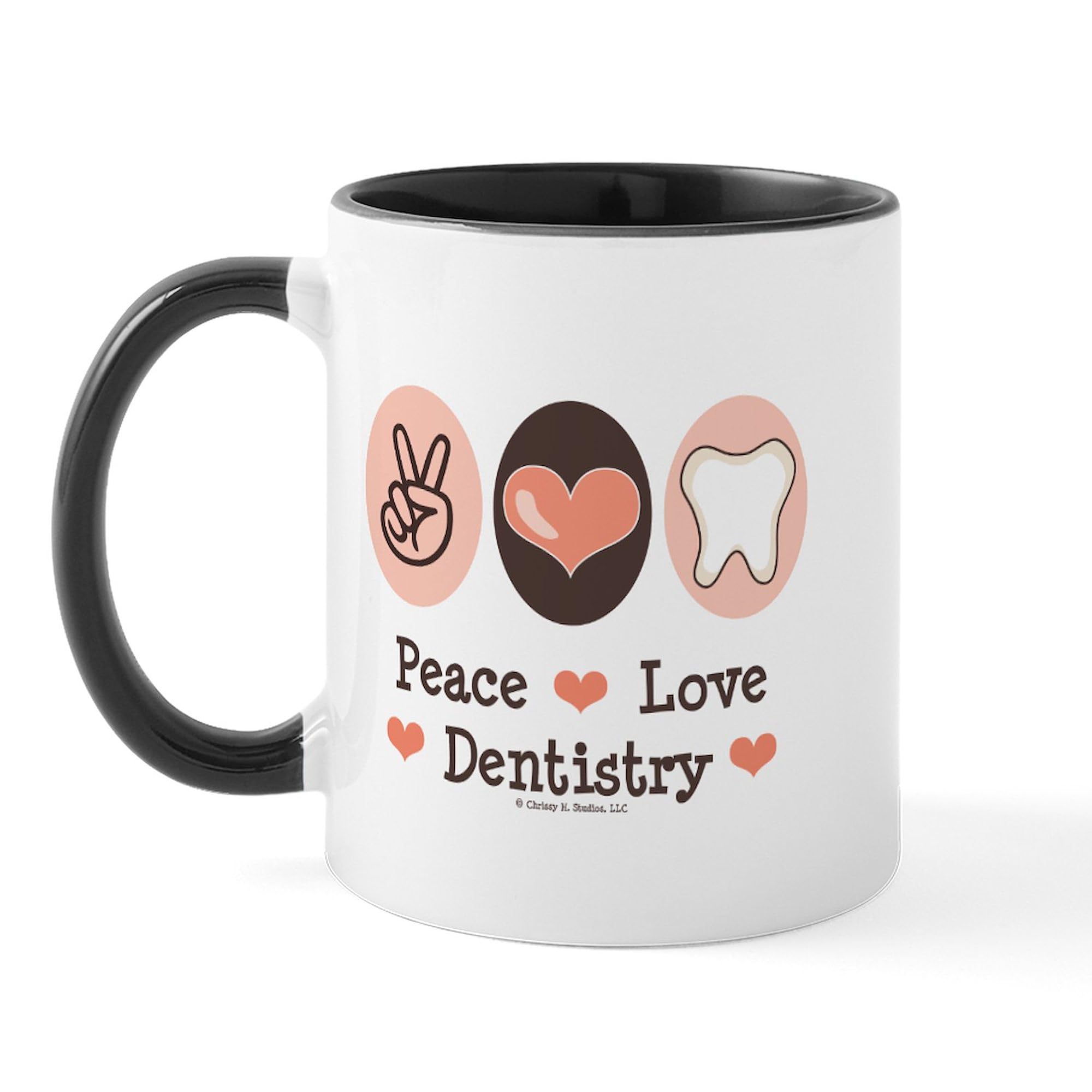 Cafepress Peace Love Dentistry Dentist Mug 11 Oz (325 Ml) Ceramic Coffee Mug
