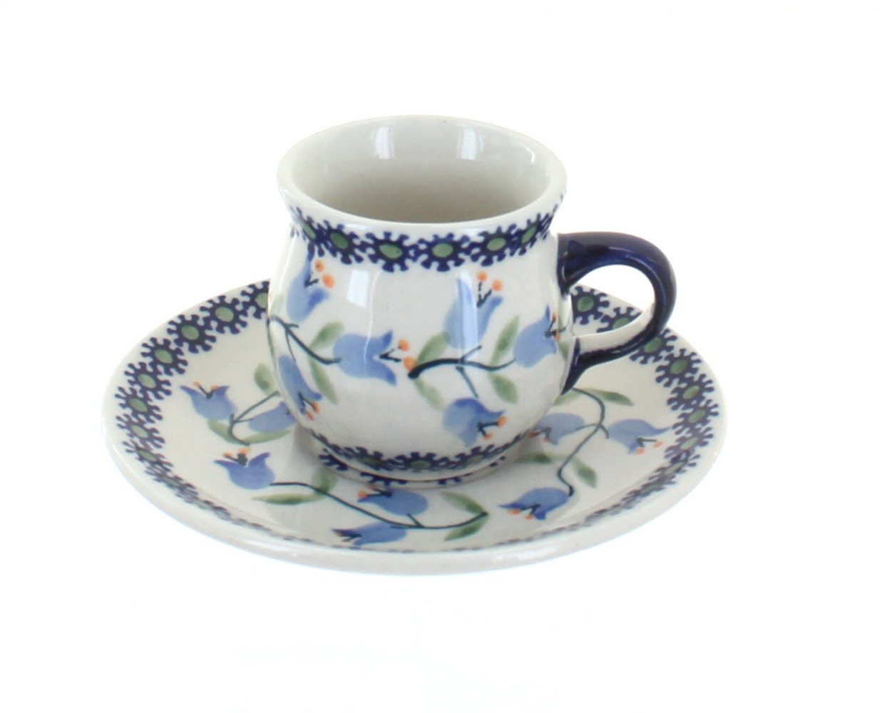 Blue Rose Polish Pottery Tulip Espresso Cup & Saucer