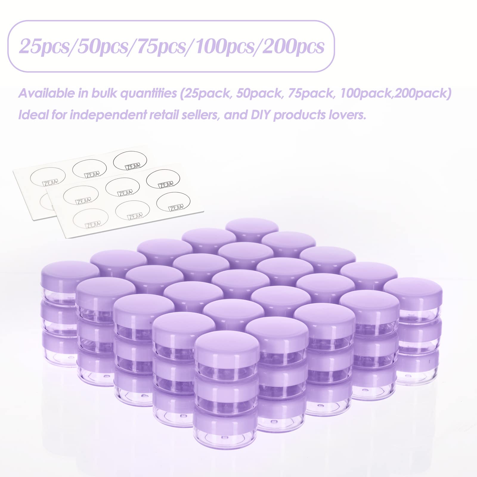 Zejia 3 Gram Sample Containers With Lids, 200 Count Tiny Sample Jars, 3Ml Makeup Cosmetic Containers For Lip Balms, Lotion, Powd