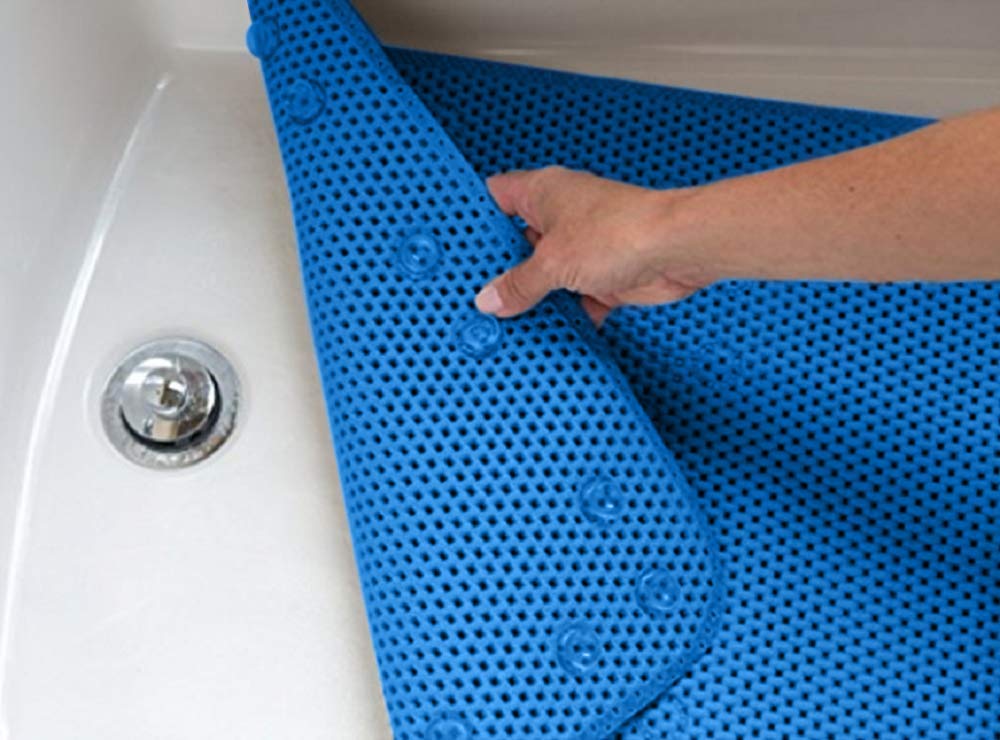Deluxe Bathtub Mat Non Slip  Soft Foam Bath Mats for Bathroom Tub  Bathtub Mat with Drain Holes  Suction Cups- 36? X 17? - Blue
