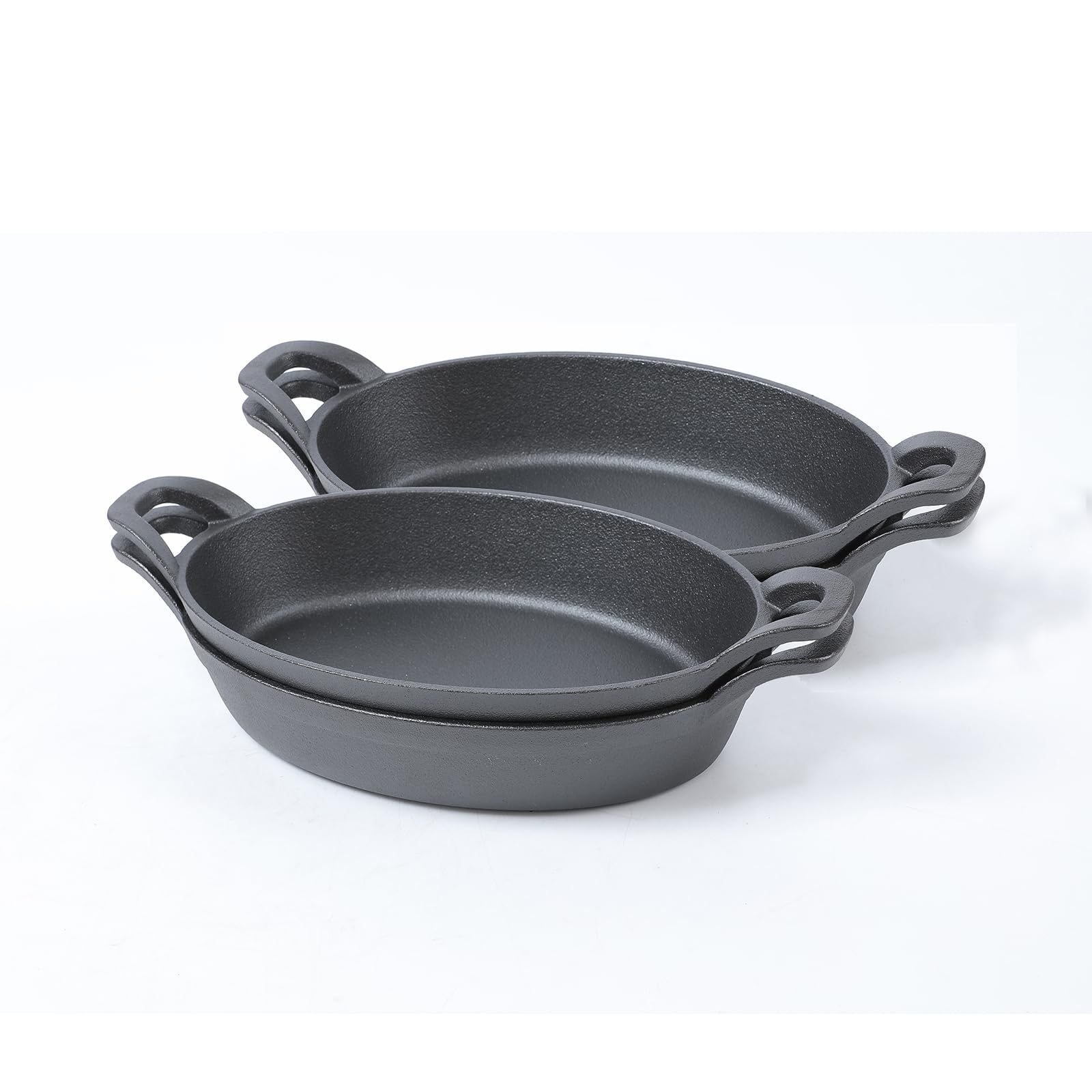 HAWOK Cast Iron Oval Serving Au Gratin Cookware Set of 4