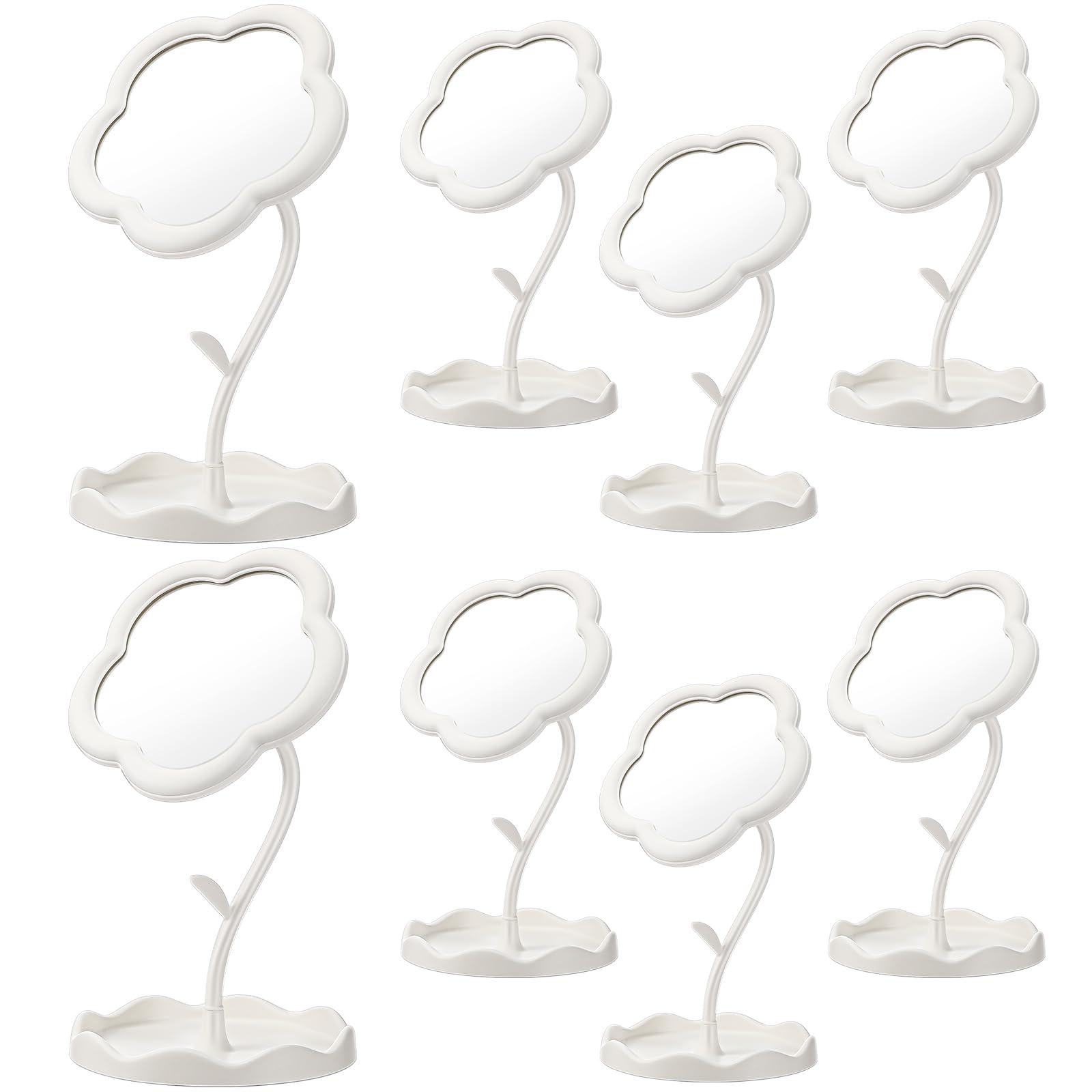 Glikceil 8 Pcs Flower Shaped Mirror Spa Party Mirror Sleepover Party Favor Makeup Mirror For Spa Sleepover Slumber Birthday(Whit