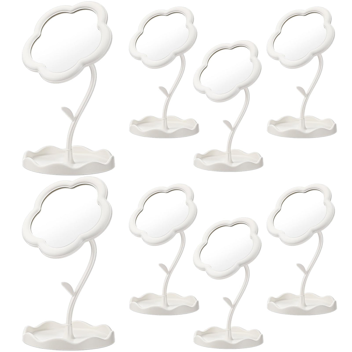 Glikceil 8 Pcs Flower Shaped Mirror Spa Party Mirror Sleepover Party Favor Makeup Mirror For Spa Sleepover Slumber Birthday(Whit