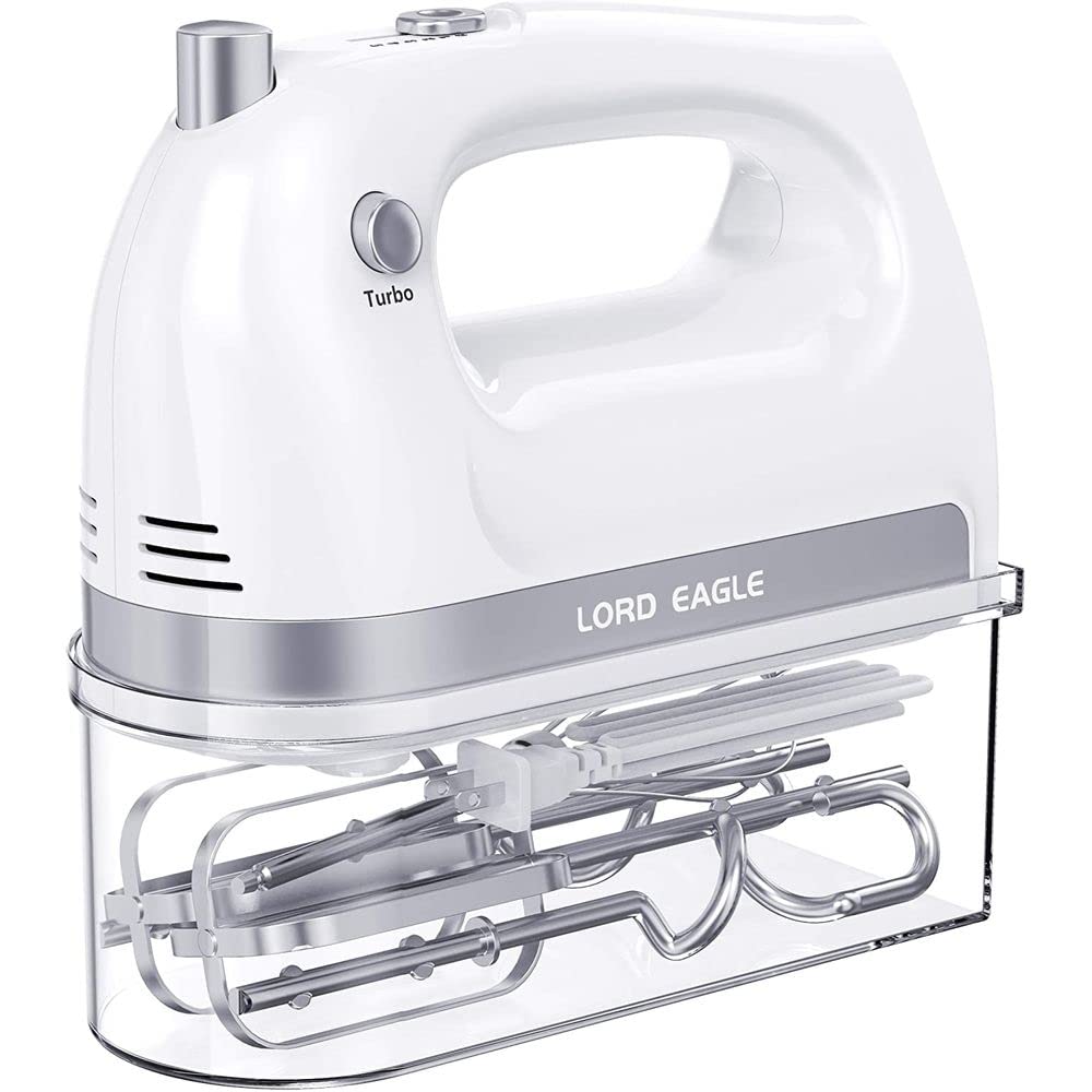 Lord Eagle Hand Mixer Electric, 400W Power Handheld Mixer For Baking Cake Egg Cream Food Beater, Turbo Boost/Self-Control Speed