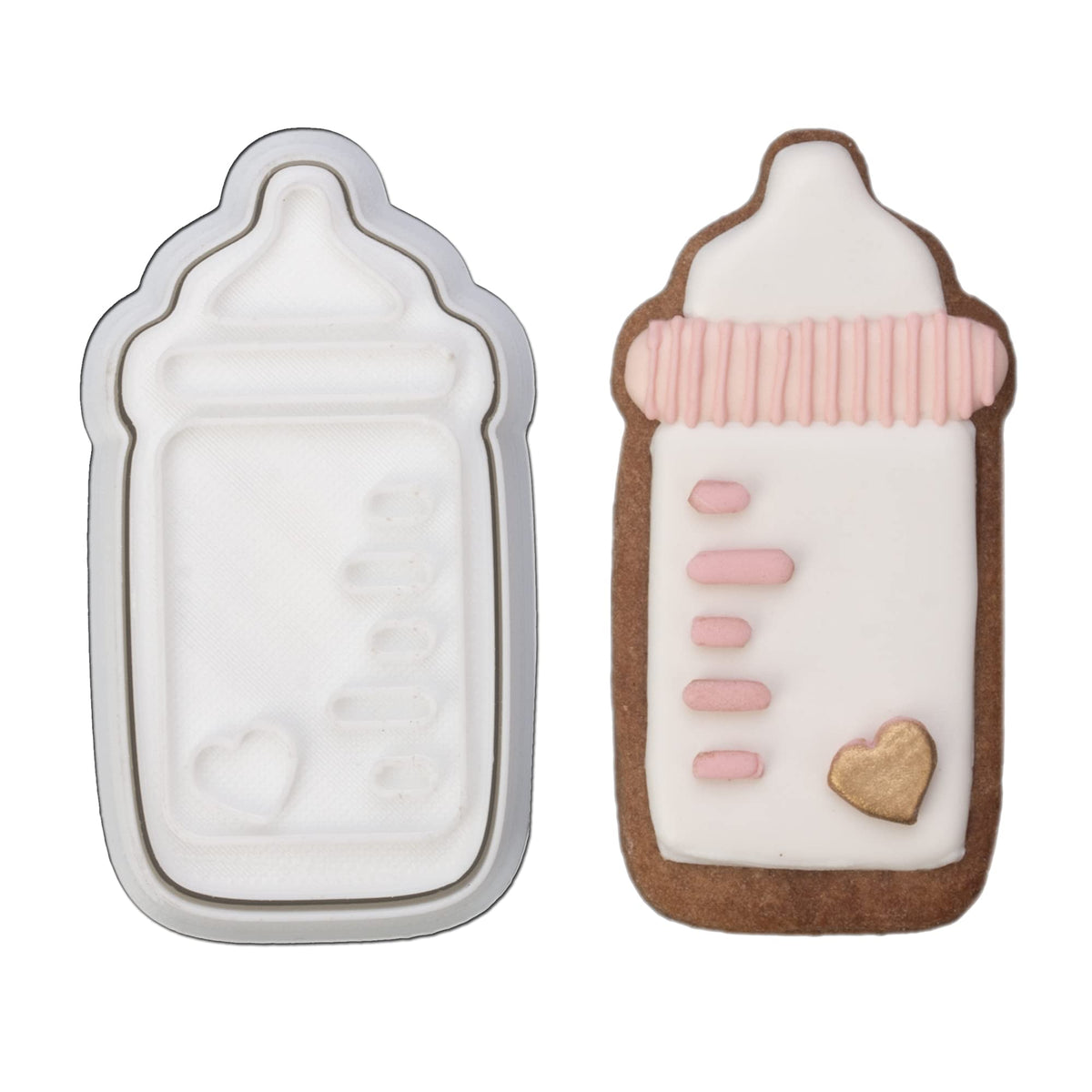 Mostop 3D Cookie Cutter With Baby Bottle Stampers Baby Shower Cake Mold Fondant Decorating Tools Diy Mold For Sugar Craft Baking