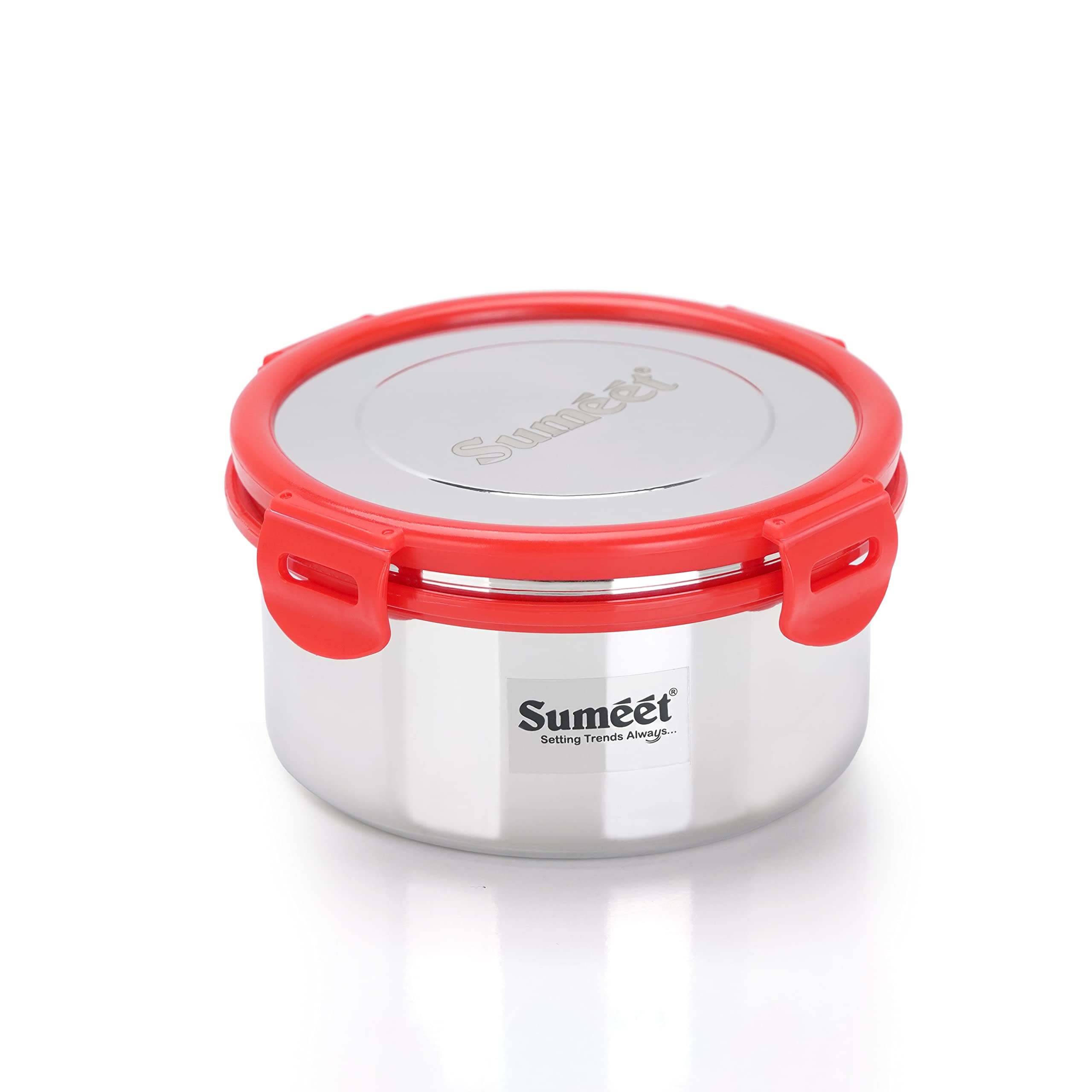 Sumeet Airtight & Leak Proof Steelexo S.S. Container Lunch Box With Stainless Steel Lid Set Pack Of 1Pc (900Ml  14.5Cm) - Silver
