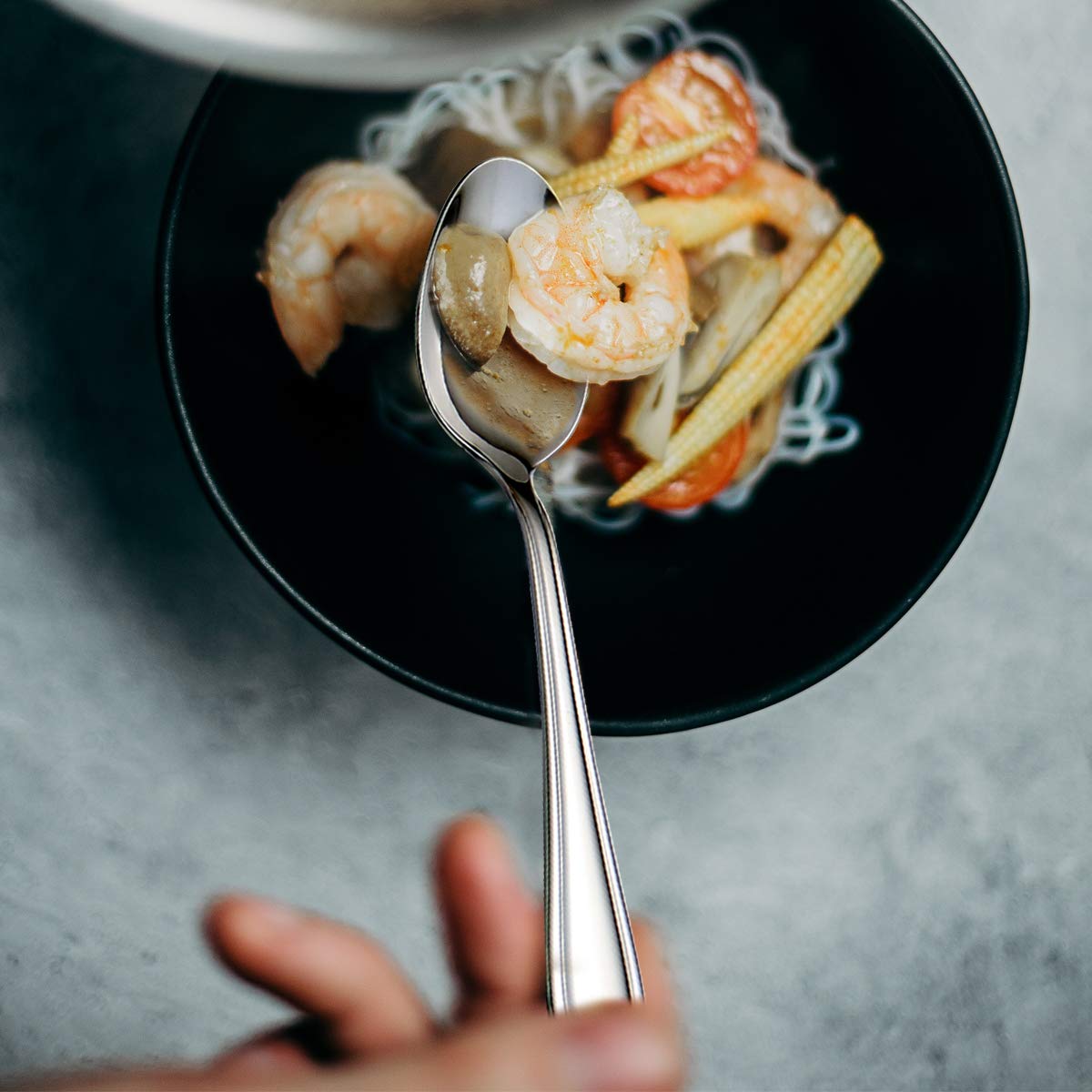 Hissf Dinner Spoons Stainless Steel 18/0 Of Table Spoons 6 Pcs For Home, Kitchen Restaurant, Dishwasher Safe, 7.08 Inches, Silve