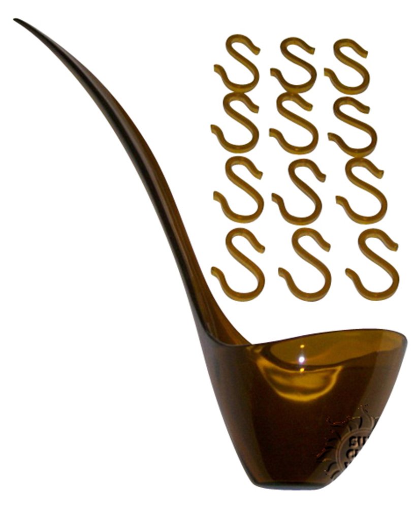 Amber Plastic Punch Bowl Ladle & 12 Matching Plastic Punch Cup Hooks