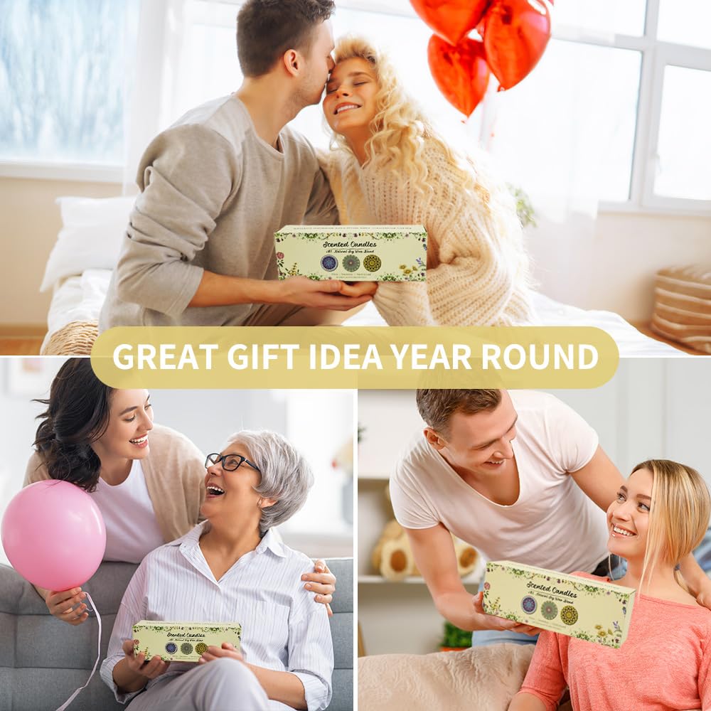 3 Pack Candles for Home Scented Candles Gifts Set for Women 7.5 oz Aromatherapy Candles for Stress Relief, Floral Natural Soy Ca