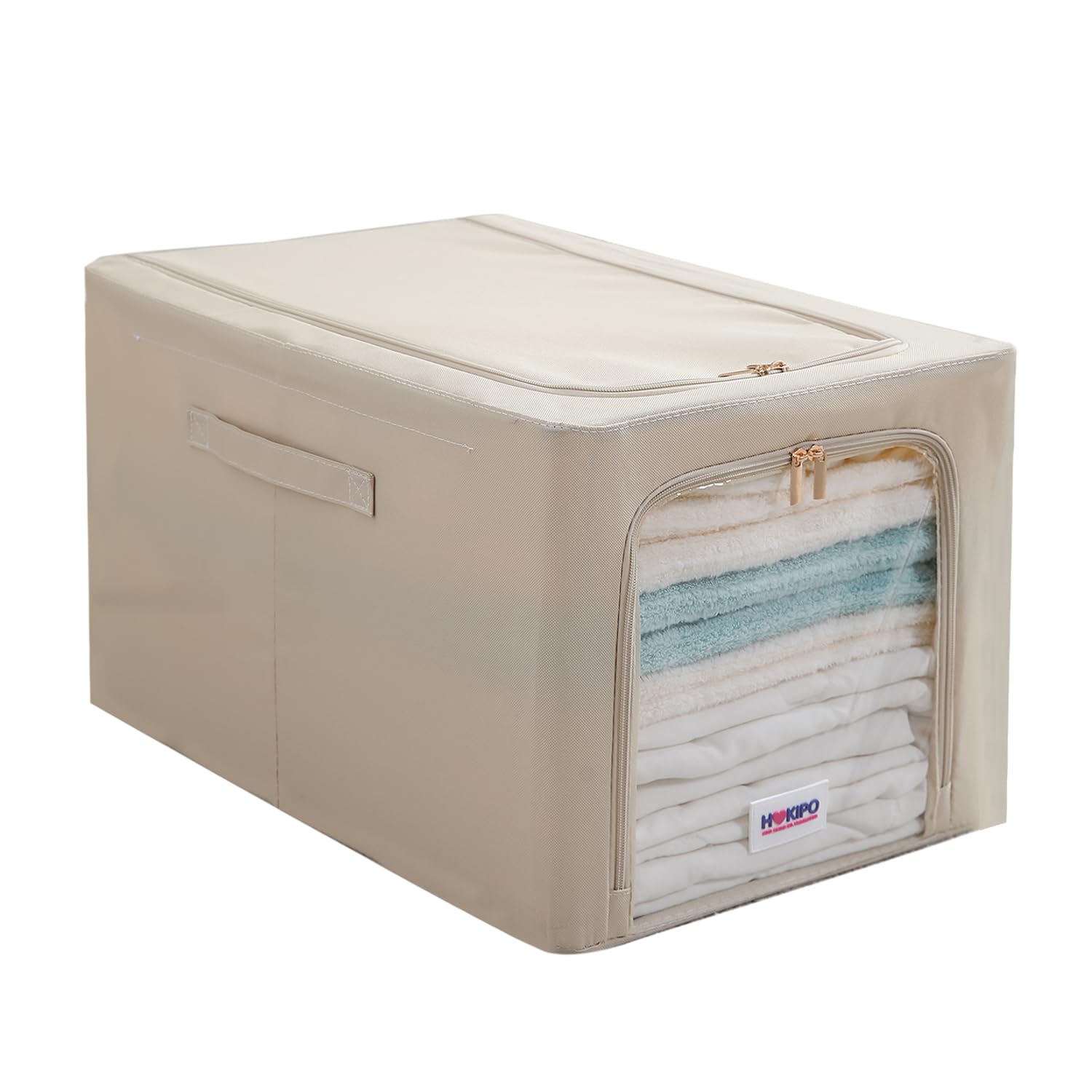 Hokipo 600D Oxford Fabric Storage Box And Organiser For Wardrobe  Beige, Extra Large (35X53X30 Cm) Pack Of 1 (Ar5759Bge)