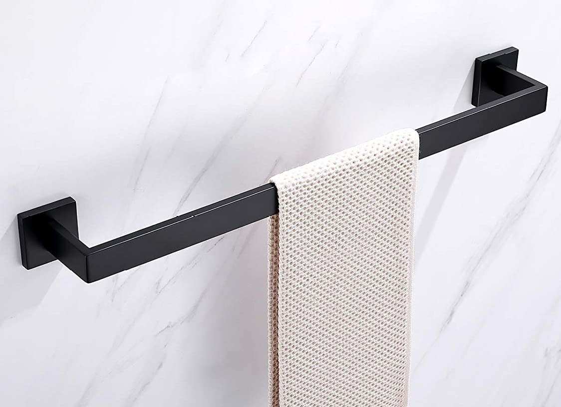 24 Inch Towel Bar For Bathrooms 12/16/24/28/32/36 Inch Stainless Steel 304 Matte Black Towel Holder Modern Square Towel Rod Rust