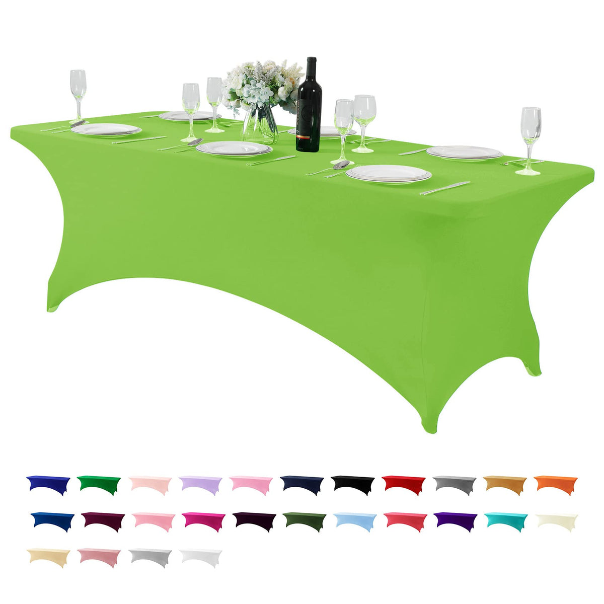 Hezuzo Spandex Table Cover For 8Ft Table Universal Fitted Stretch Tablecloth For Party, Banquet, Wedding And Events-Classicblue