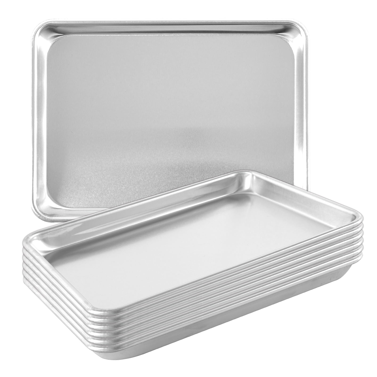 TENUP 6 Pack Aluminum Quarter Sheet Pan, 13 x 9 Heavy Duty Commercial Baking Tray Reinforced Rim, WarpResistant RustFree