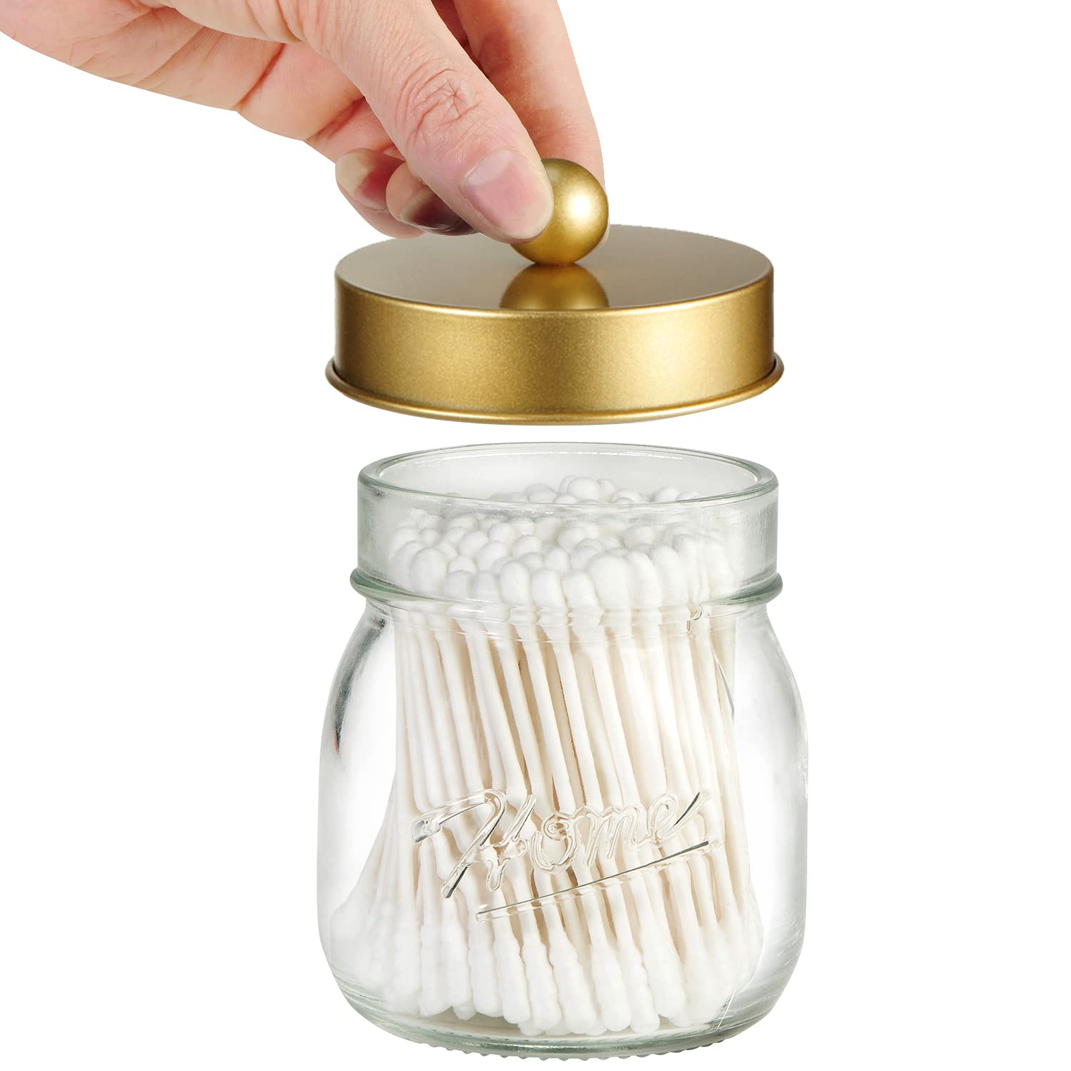 Sheechung Bathroom Organizers And Storage, Qtip Holder Bathroom, Mason Jar Bathroom Accessories Set For Cotton Swabs, Balls, Flo