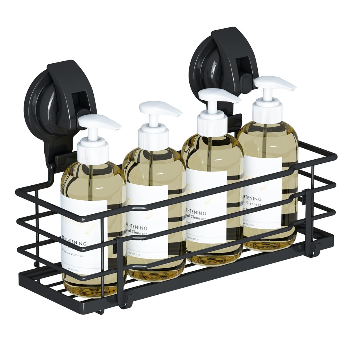Tesot Suction Cup Shower Caddy, Shower Shelf Soap Dish With Hooks For Razor, Sponge, Rust Proof 304 Stainless Steel, Black