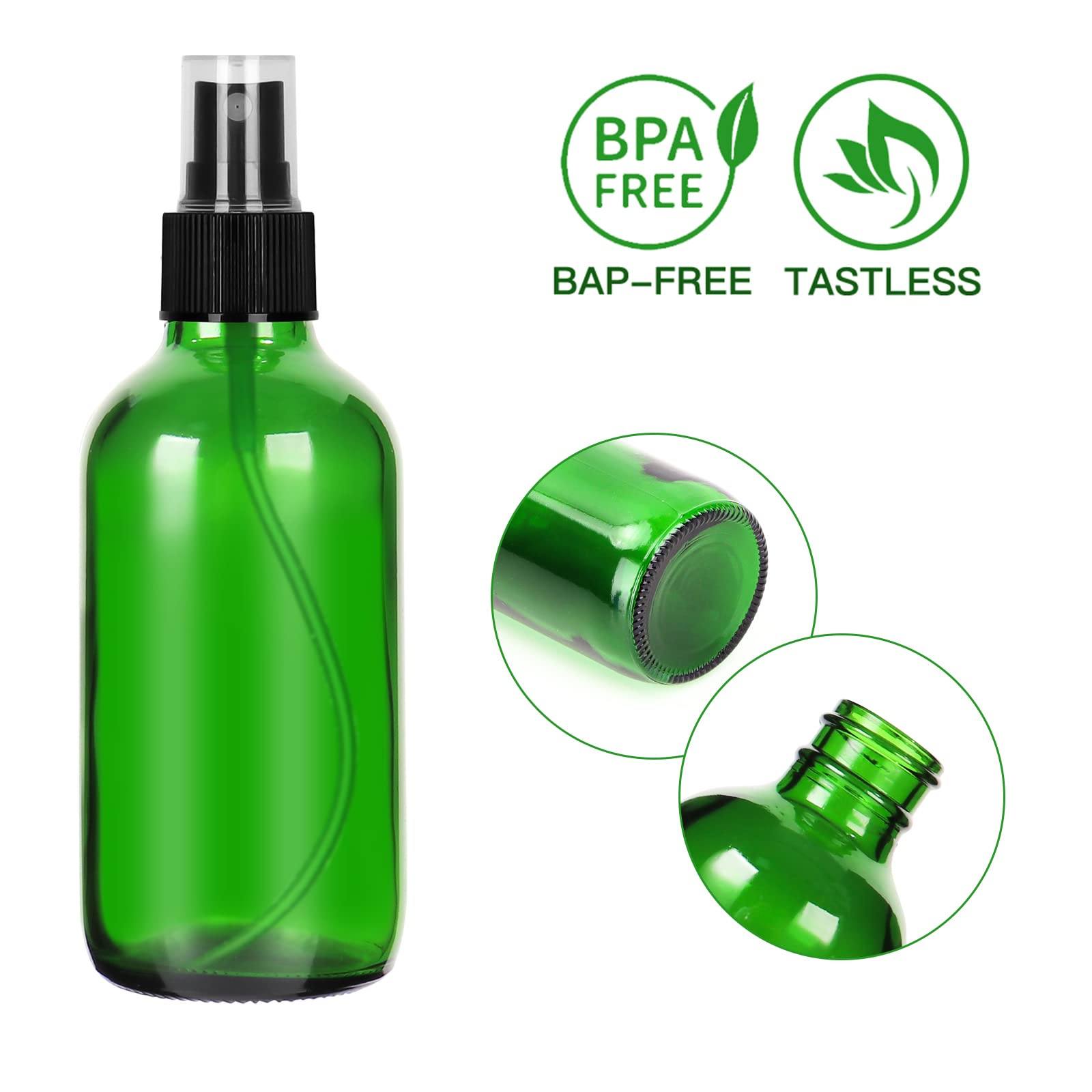 Cyclemore 120Ml 16 Pack 4Oz Green Glass Spray Bottles With Fine Mist Sprayers, Glass Travel Bottles For Cosmetic, Essential Oils