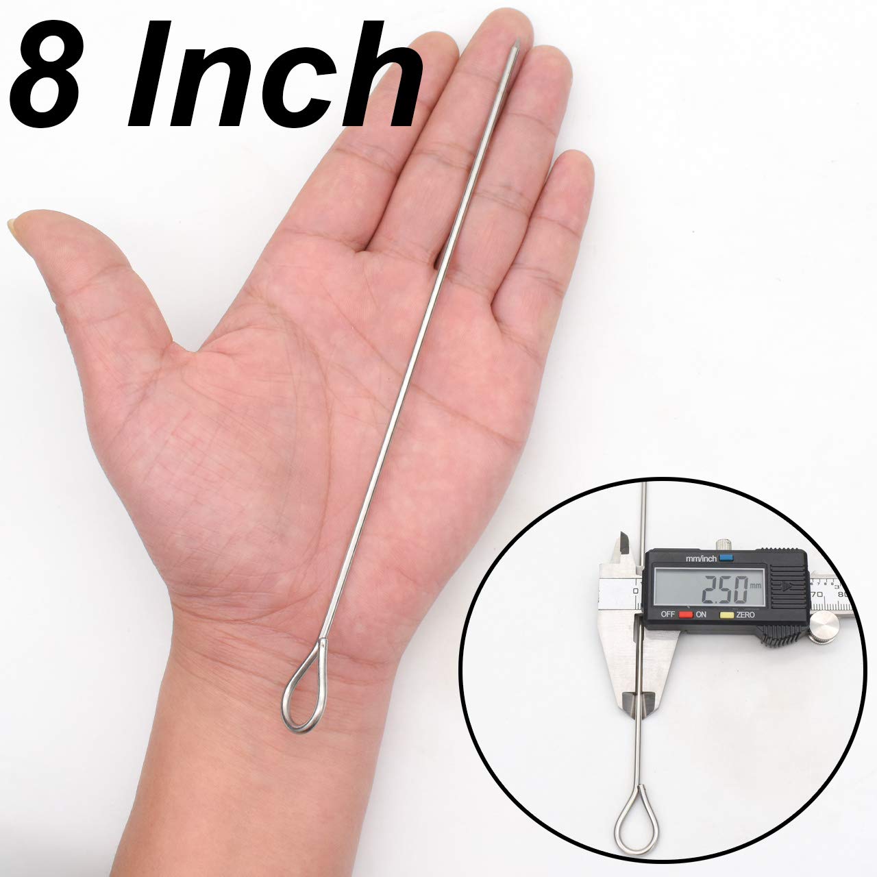 8 Inch Metal Kabob Skewers,Honshen Bbq Skewers,Reusable Stainless Steel Barbecue Skewer Sticks For Grilling Kebob Meat Chicken V