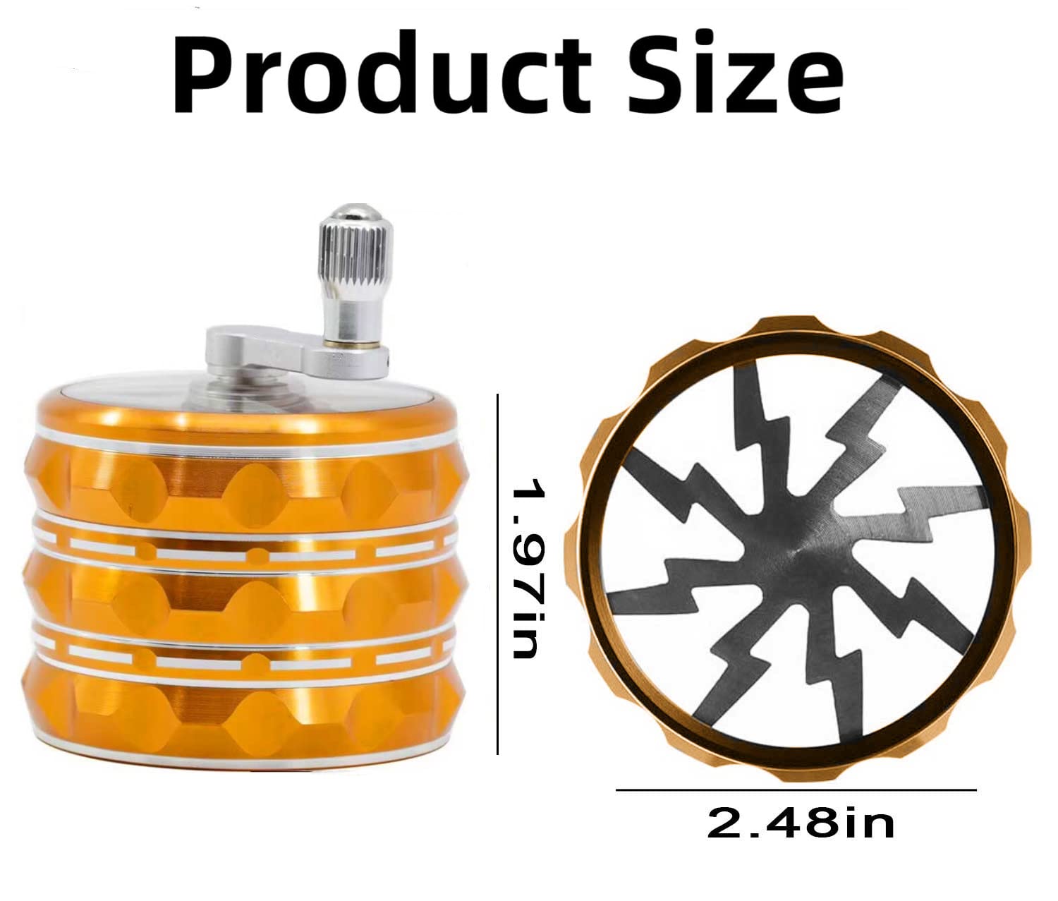 2.5 Inch Hand Crank Grinder, Potable Large Grinder With Clear Top Cover, Best Gift(yellow)
