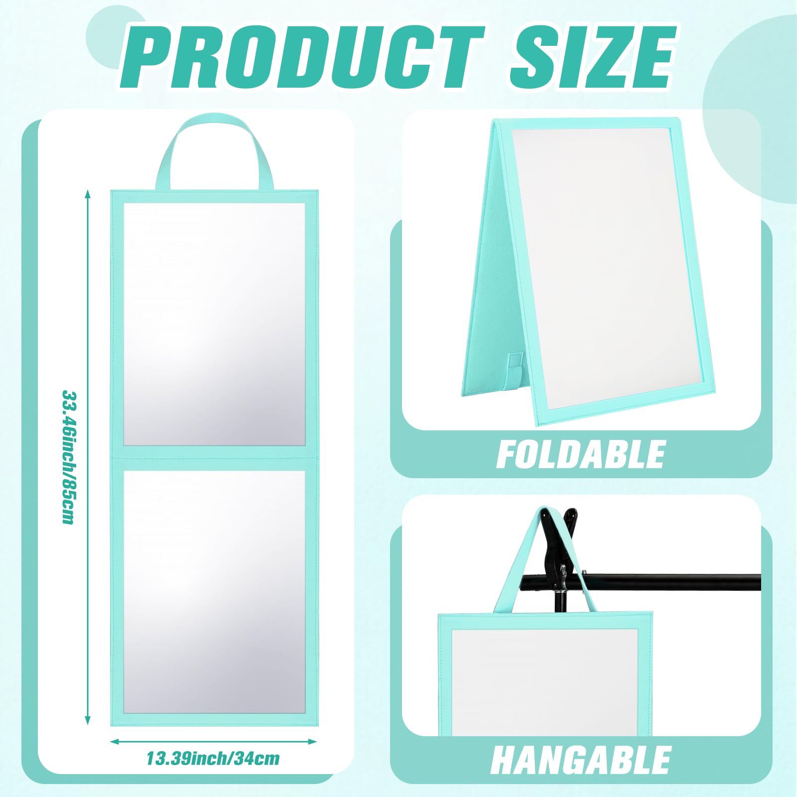 Travel Foldable Full Length Mirror 33.5 X 13.4 Inch Backstage Folding Hanging Mirror Dance Bag Mirror Christmas For Gifts Dance