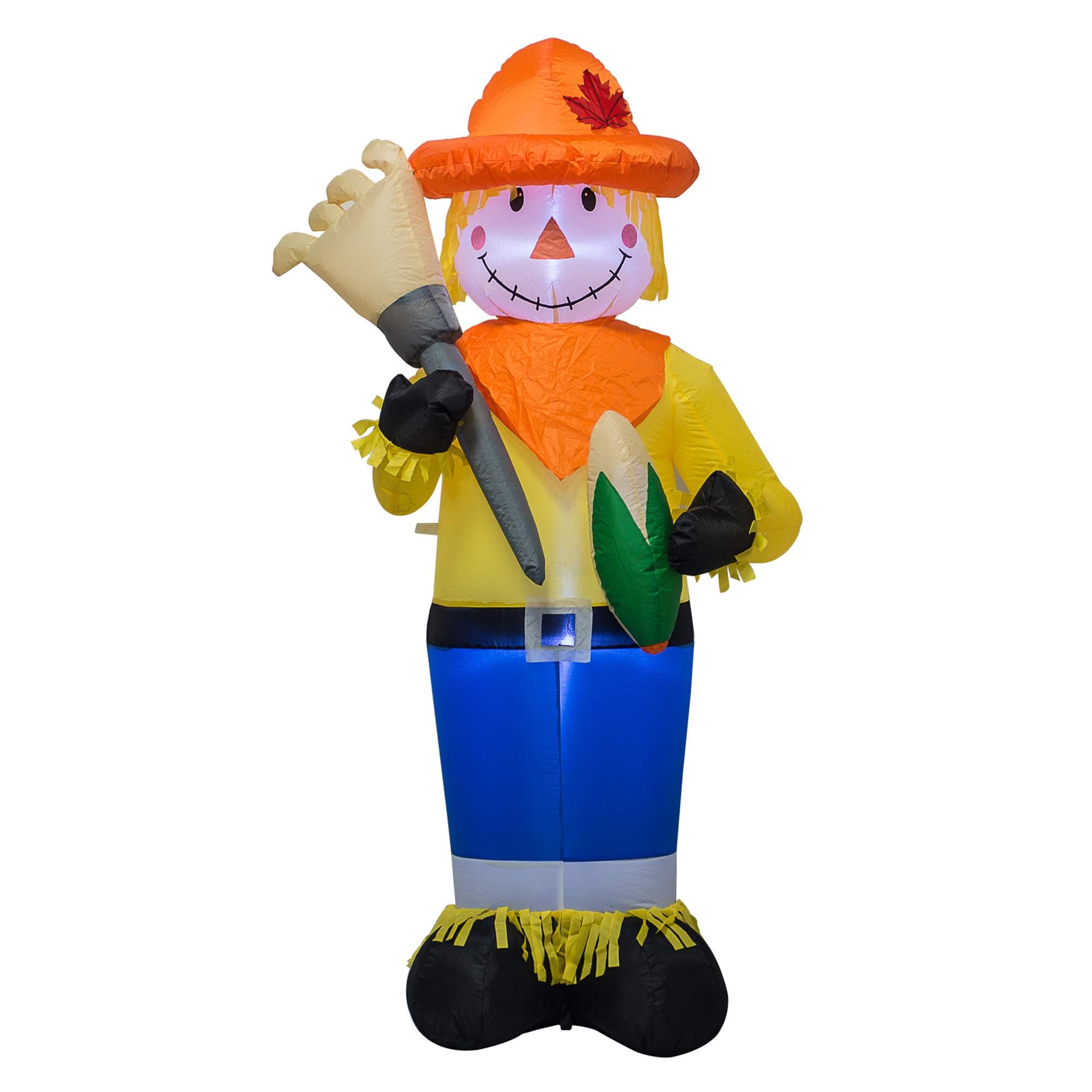 4-Foot Fall Thanksgiving Harvest Inflatable Scarecrow with Corn Blown-up for Indoor and Outdoor Patio Lawn Decorations