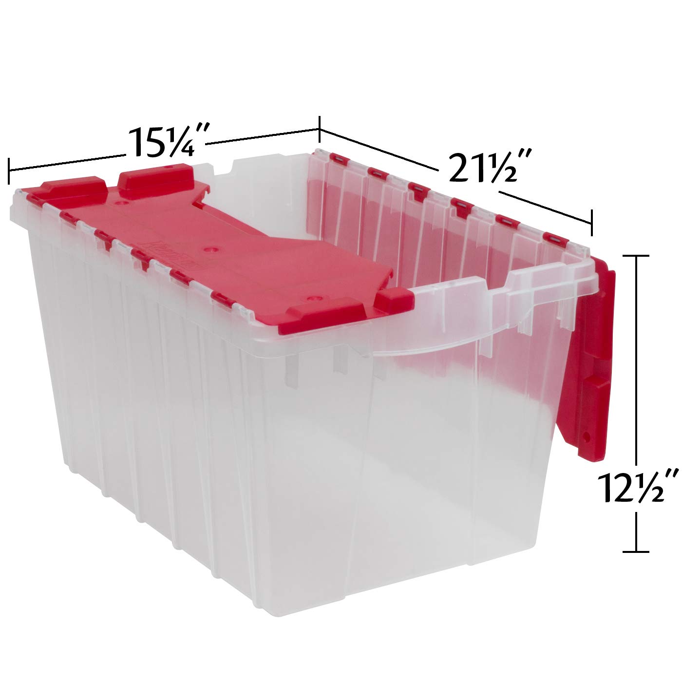 Akro-Mils 12 Gallon KeepBox Storage Container, Clear/Red, Stackable with Lid, 21-1/2" x 15" x 12-1/2",