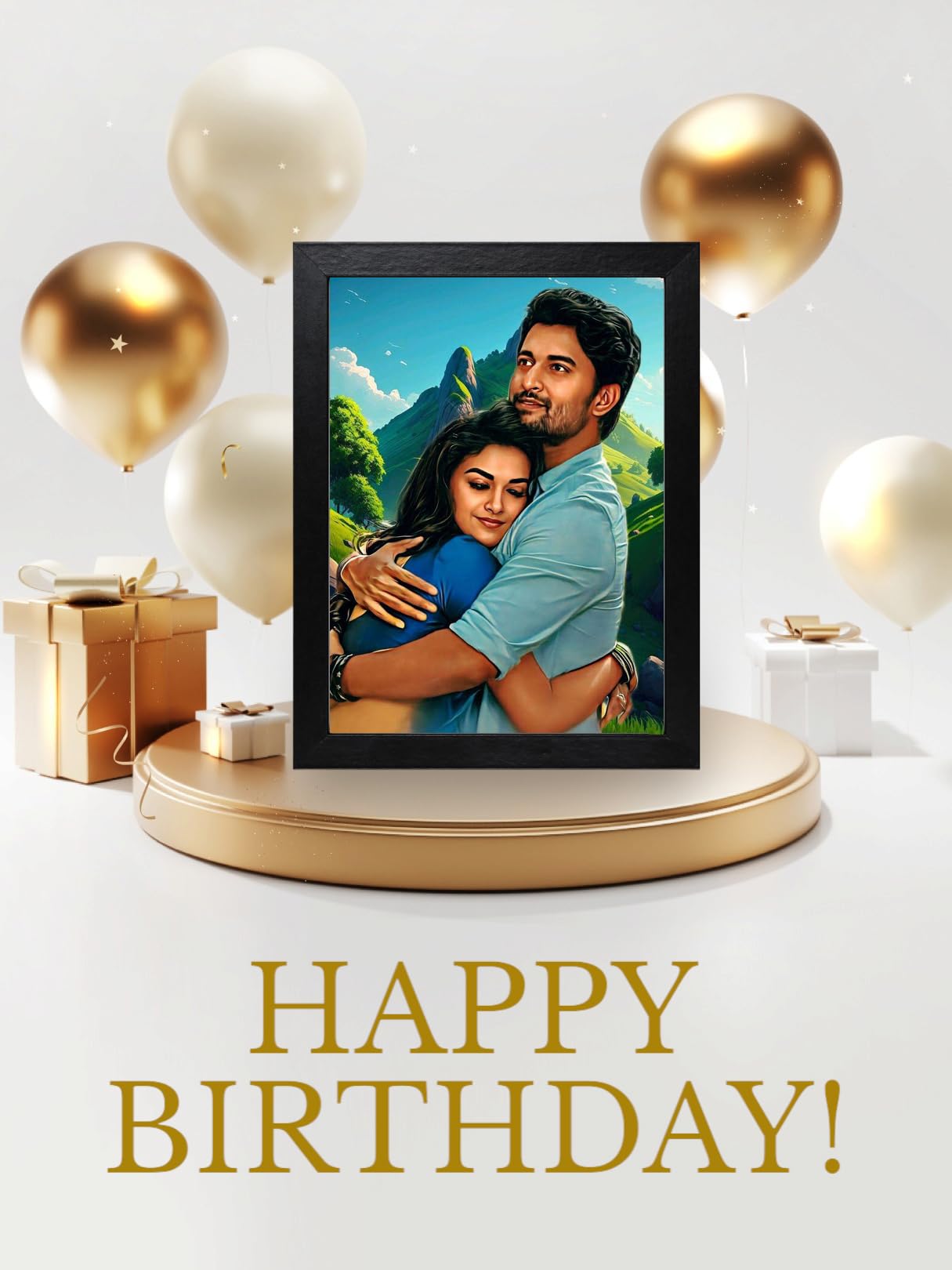 Vsk Sketch Art Customised Digital Oil Painting Color Full Background | Gift For - Anniversary | Birthday | Wife | Husband | Sist