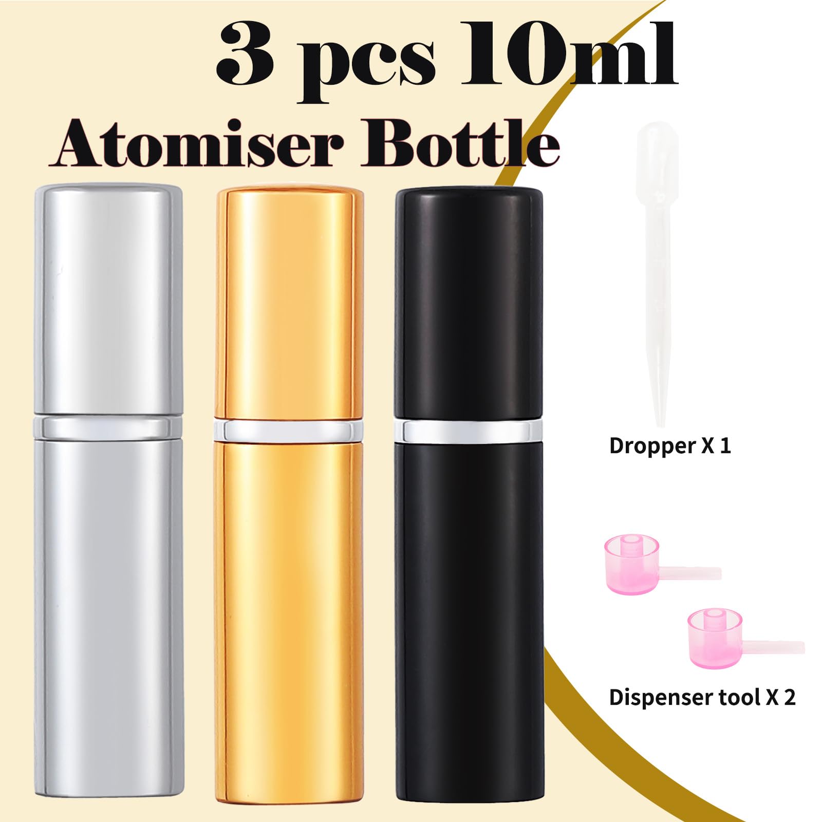 Obsgumu 10Ml Perfume Travel Bottle, 3Pcs Perfume Atomiser Refillable, Spray Bottles, Portable For Travel Holiday Women Man