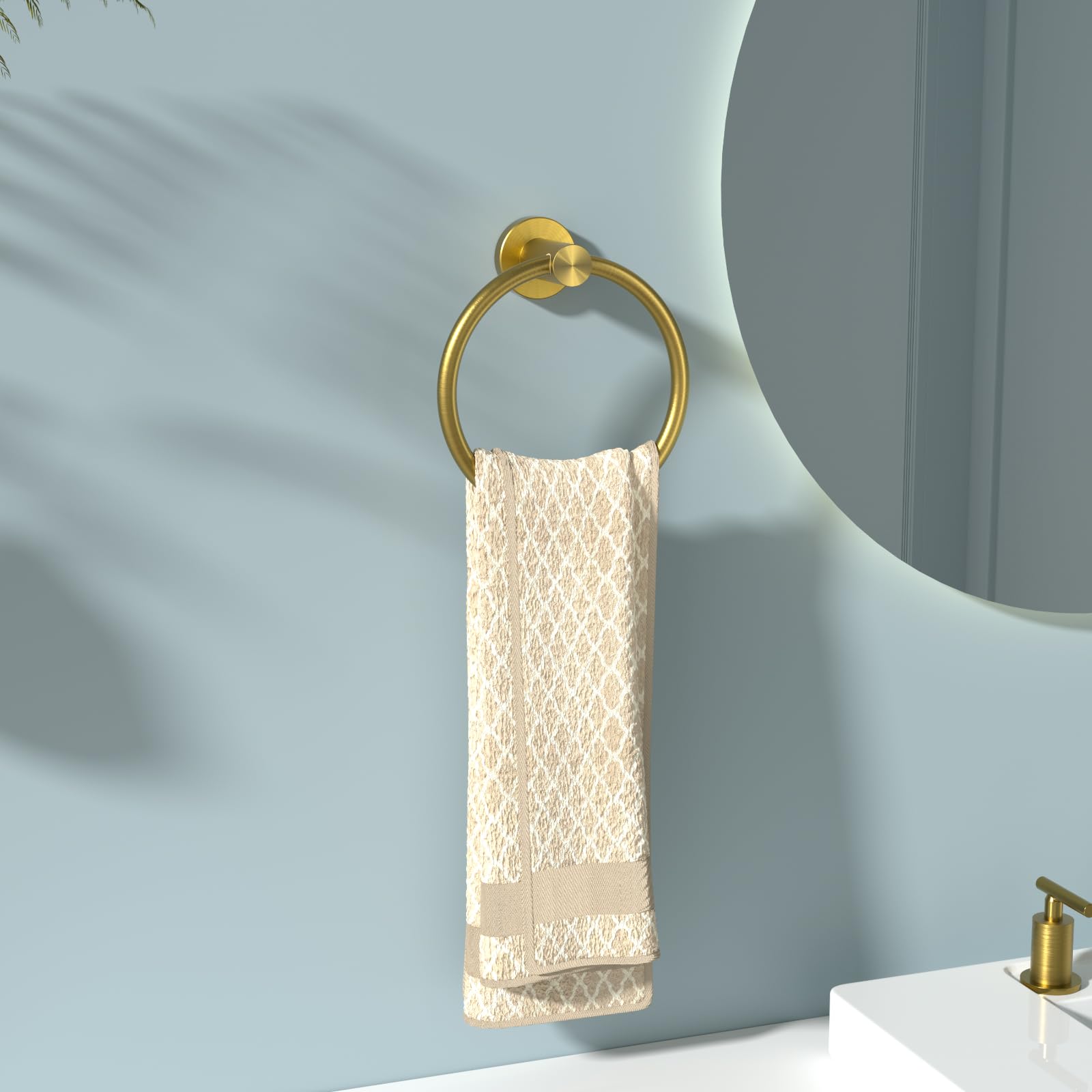 Forious Dark Gold Towel Ring 2 Packs, Sus304 Stainless Steel Hand Towel Holder For Bathroom Wall Mounted, Modern Towel Hanger, T