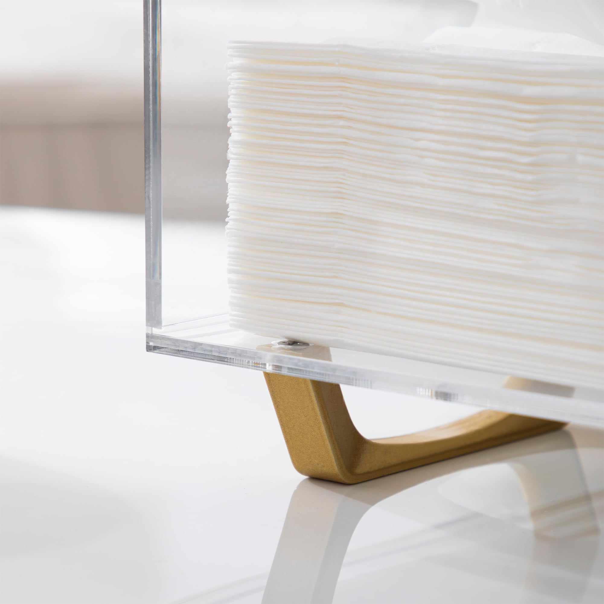 Hblife Clear Tissue Box Cover Rectangle Acrylic Tissue Box Holder With Gold Plated Legs Napkin Dispenser Dryer Sheet Container F