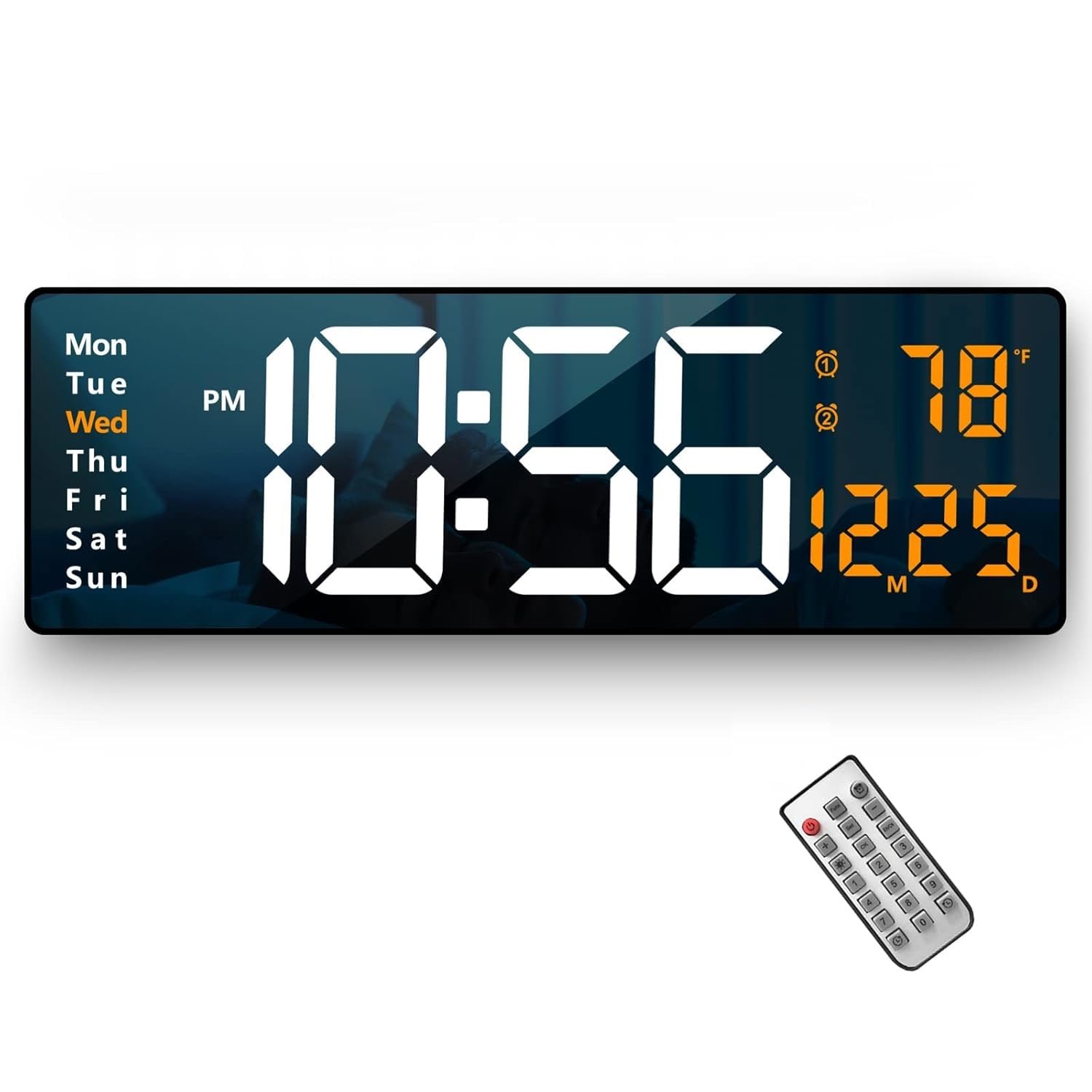 Abovsare Plastic Digital Wall Clock Large Display, 16.2 Inch Large Wall Clocks, Led Digital Clock With Remote Control/Automatic 