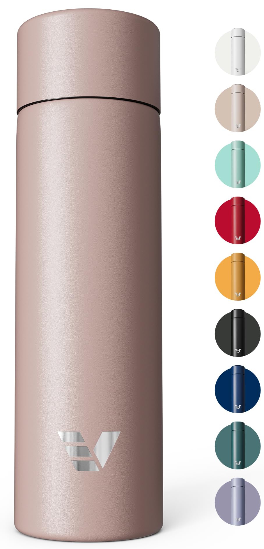Ever Vessel Mini Stainless Steel Water Bottle 14oz  Noninsulated | Designed for Bags | Slim, Ultra Lightweight & Stylish  Ros