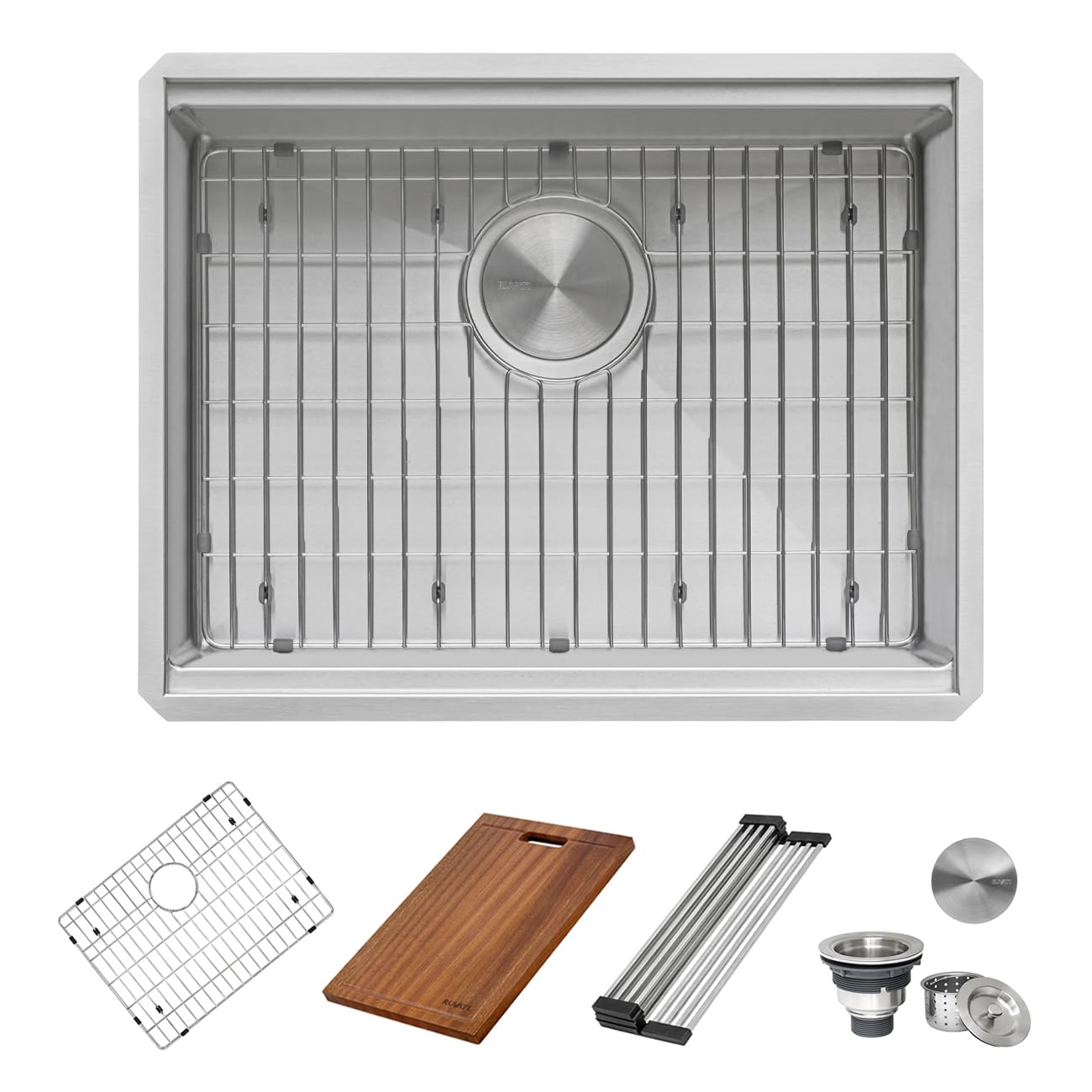 Ruvati 24-Inch Workstation Rounded Corners Undermount Ledge Kitchen Sink With Accessories - Rvh8324