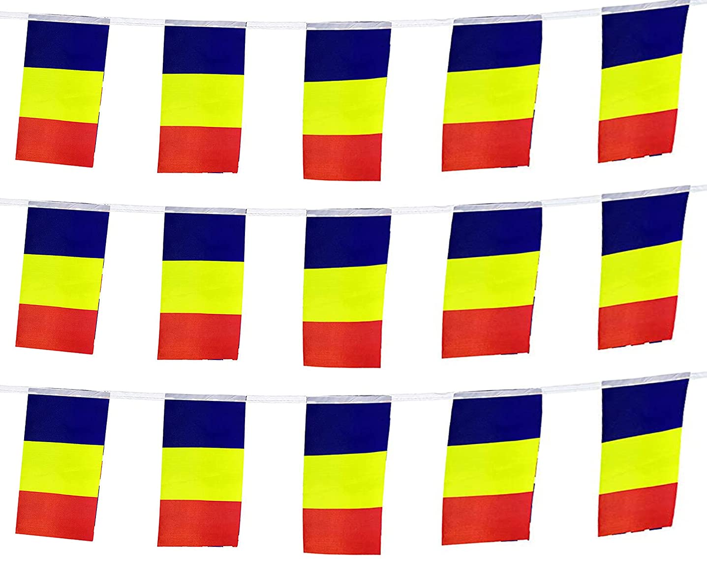 Zxvzyt Romania Romanian Flag Banner String,Small Mini Romanians Pennant Flags,For Grand Opening,Olympics,National Sports Events,