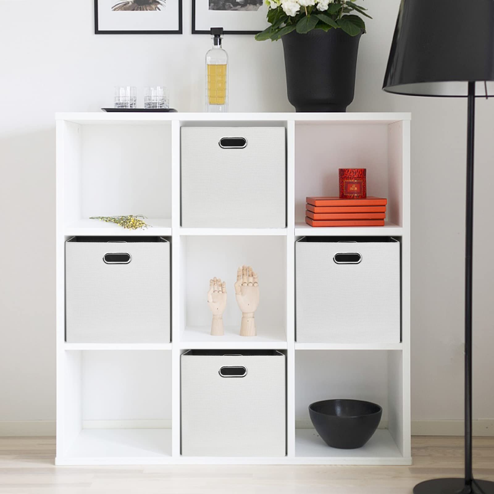 Posprica 11X11 Storage Cubes, Collapsible Storage Bins With Dual Handles, Fabric Foldable Storage Boxes Basket For Closet Shelf