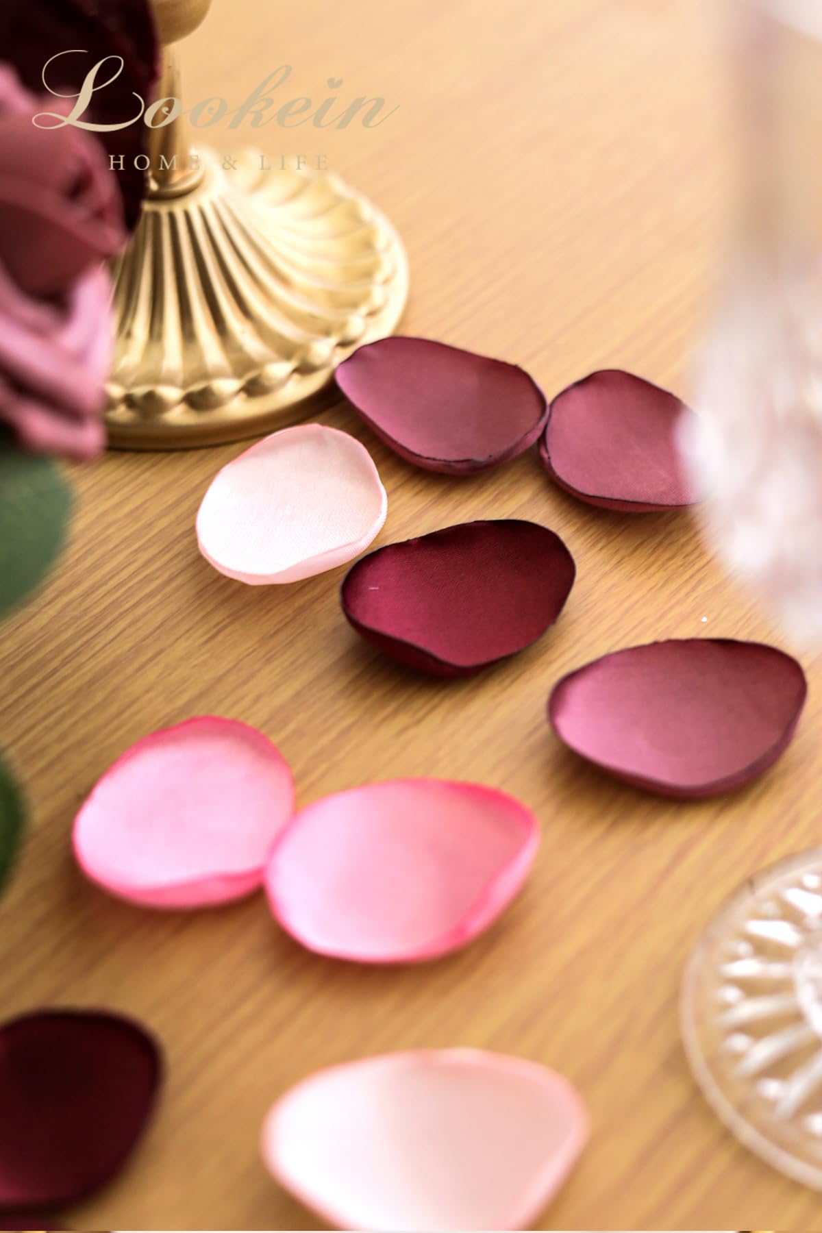 Lookein 300Pcs Rose Petals Satin Flower Petals For Wedding Flower Girl Basket Table Centerpieces Aisle Runner Party Confetti Bri