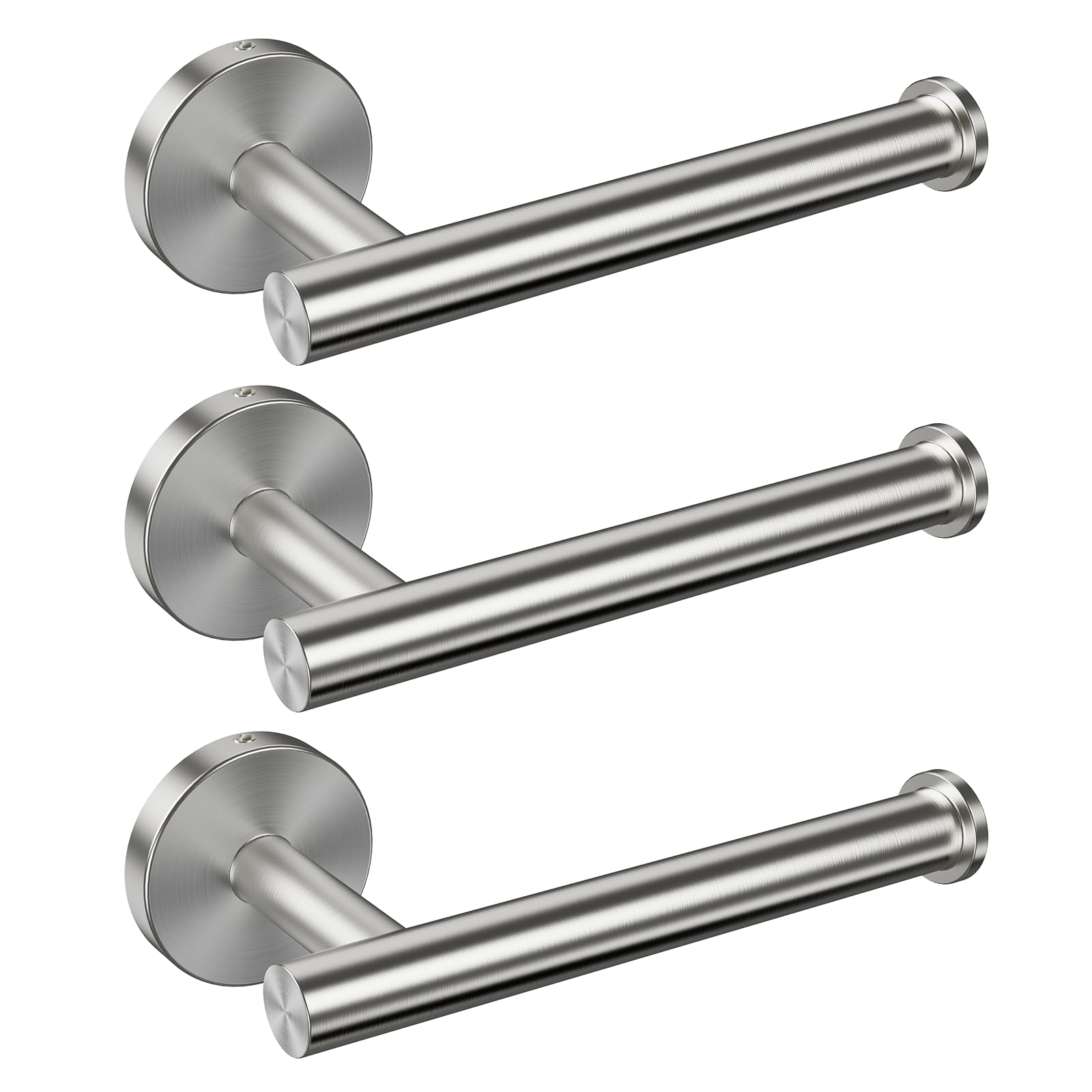 SetSail Toilet Paper Holder Wall Mount Screw-in 3 Packs Brushed Nickel Bathroom Toilet Paper Roll Holders Stainless Steel Tissue