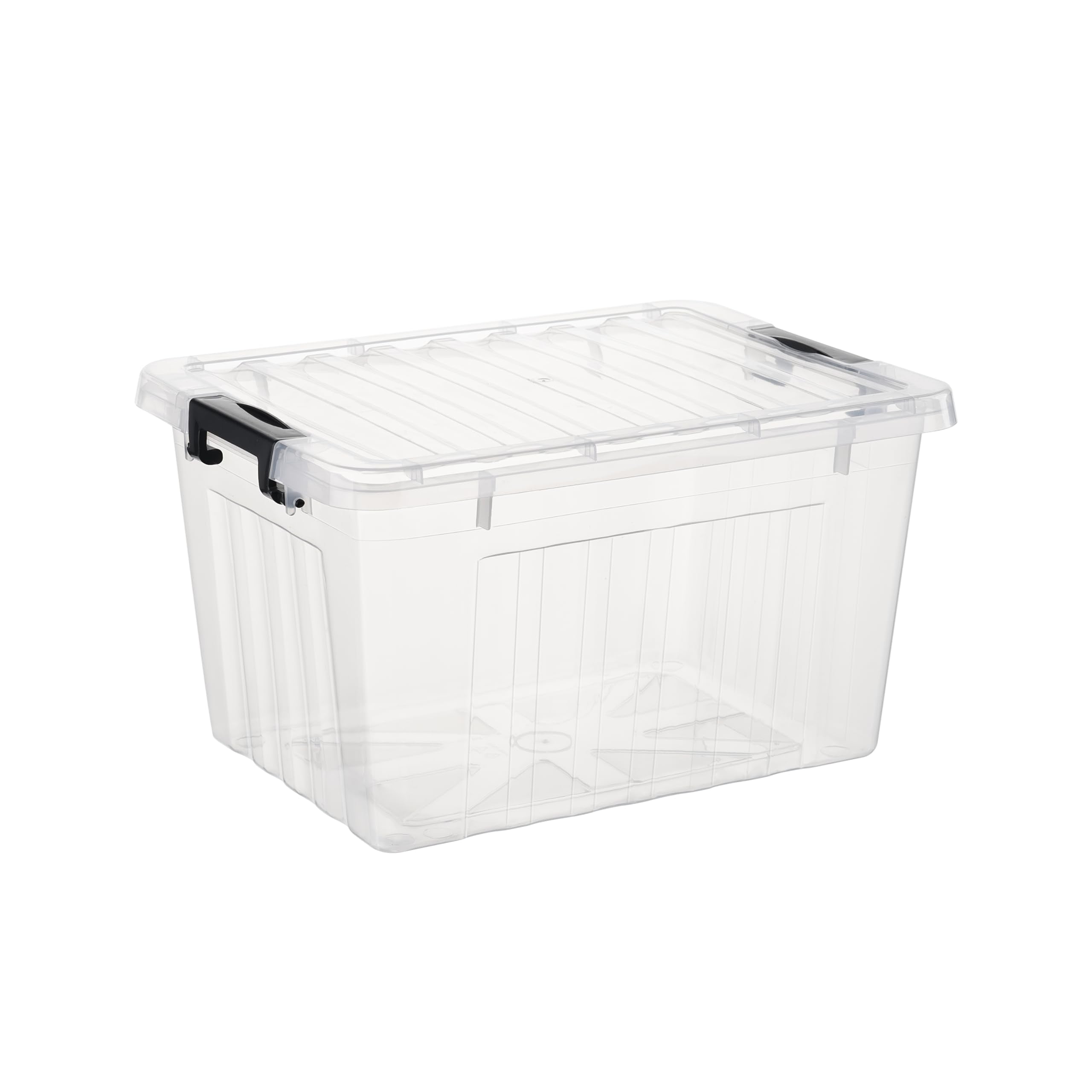 Cetomo Plastic Storage Bin Box Stackable And Nestable With Lid And Secure Latching Buckles, Clear, 18Qt X 6, Pack Of 6