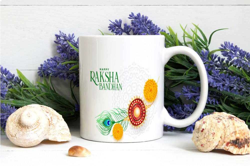 Kesri Gifts Gift for Happy Raksha Bandhan for Brother and Sister Rakhi Mug, Rakshabandhan Mug,Ceramic Coffee Mug 330ml(KGPR22-15