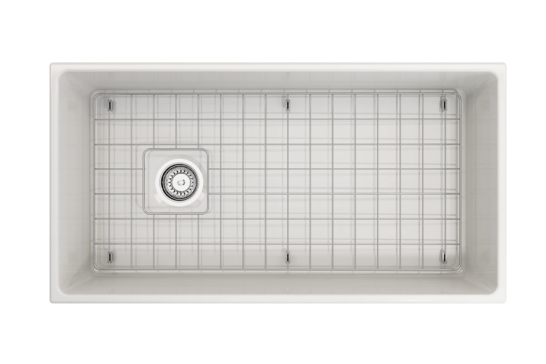 Bocchi Contempo Apron Front Fireclay 36 In. Single Bowl Kitchen Sink In White With Stainless Steel Faucet