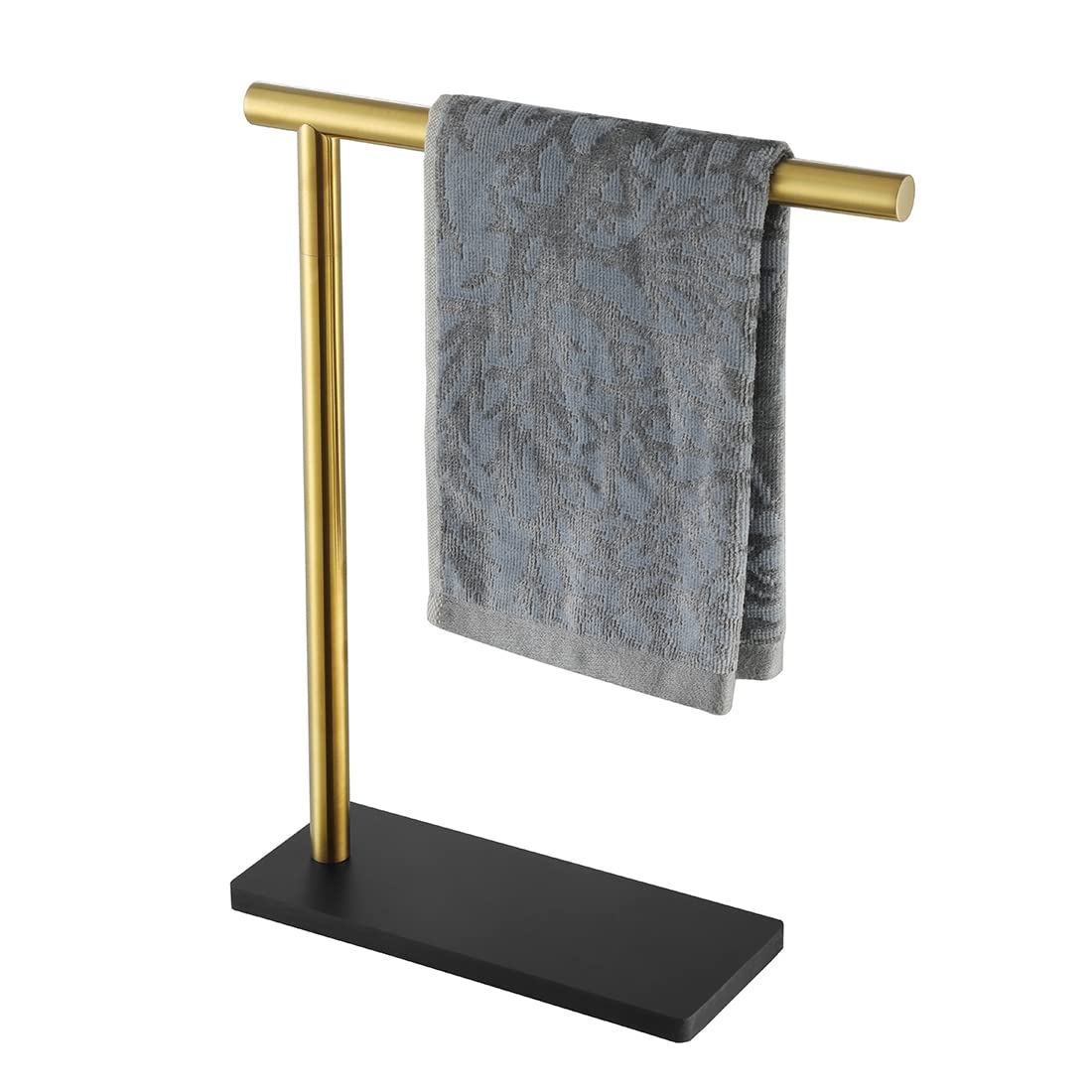 Jqk Hand Towel Holder Stand Brushed Gold, Modern Tree Rack Free Standing For Countertop With 12 Inch Bar, 304 Stainless Steel Th