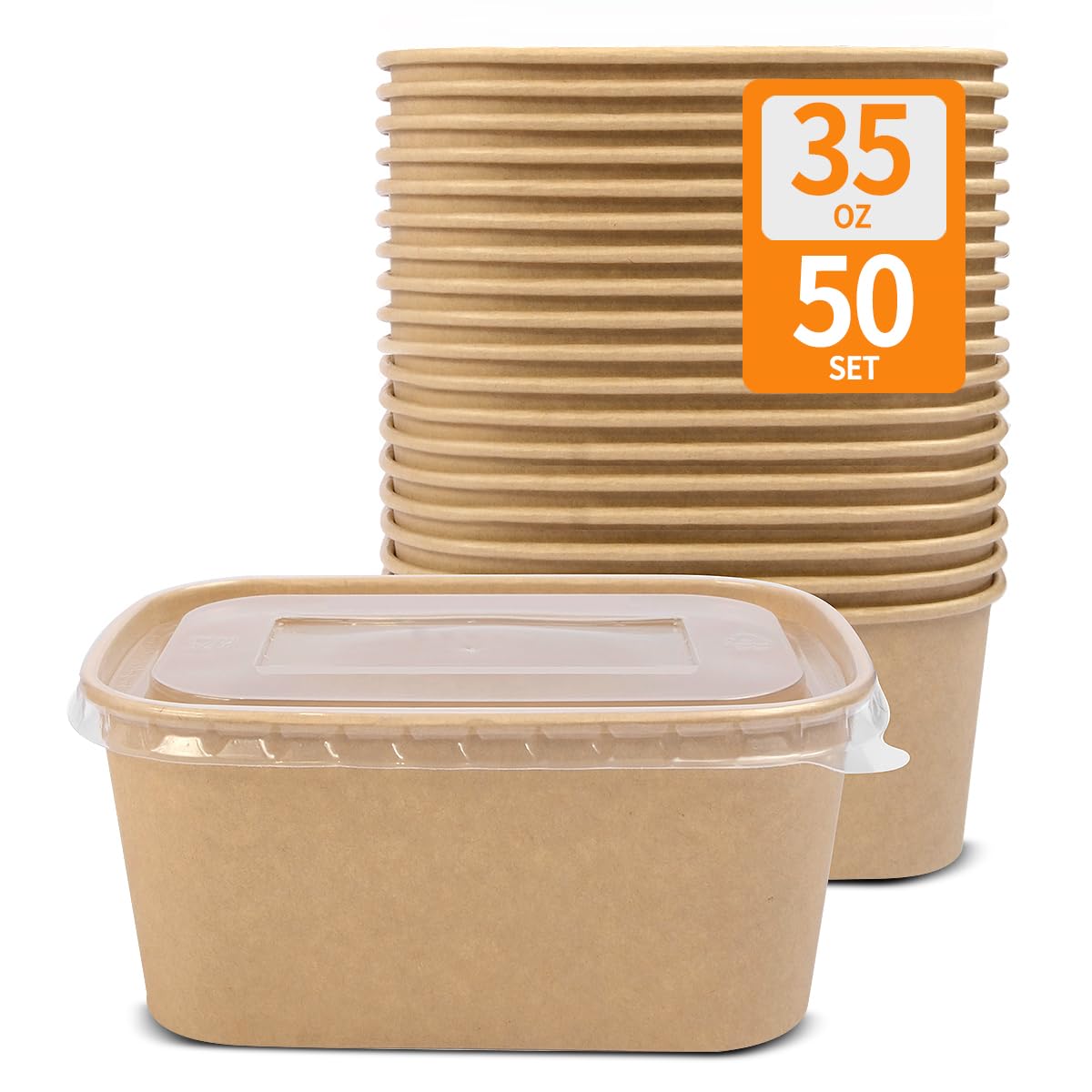 Celel 35 oz Paper Food Containers with Lids 50 Pack Meal Prep Containers