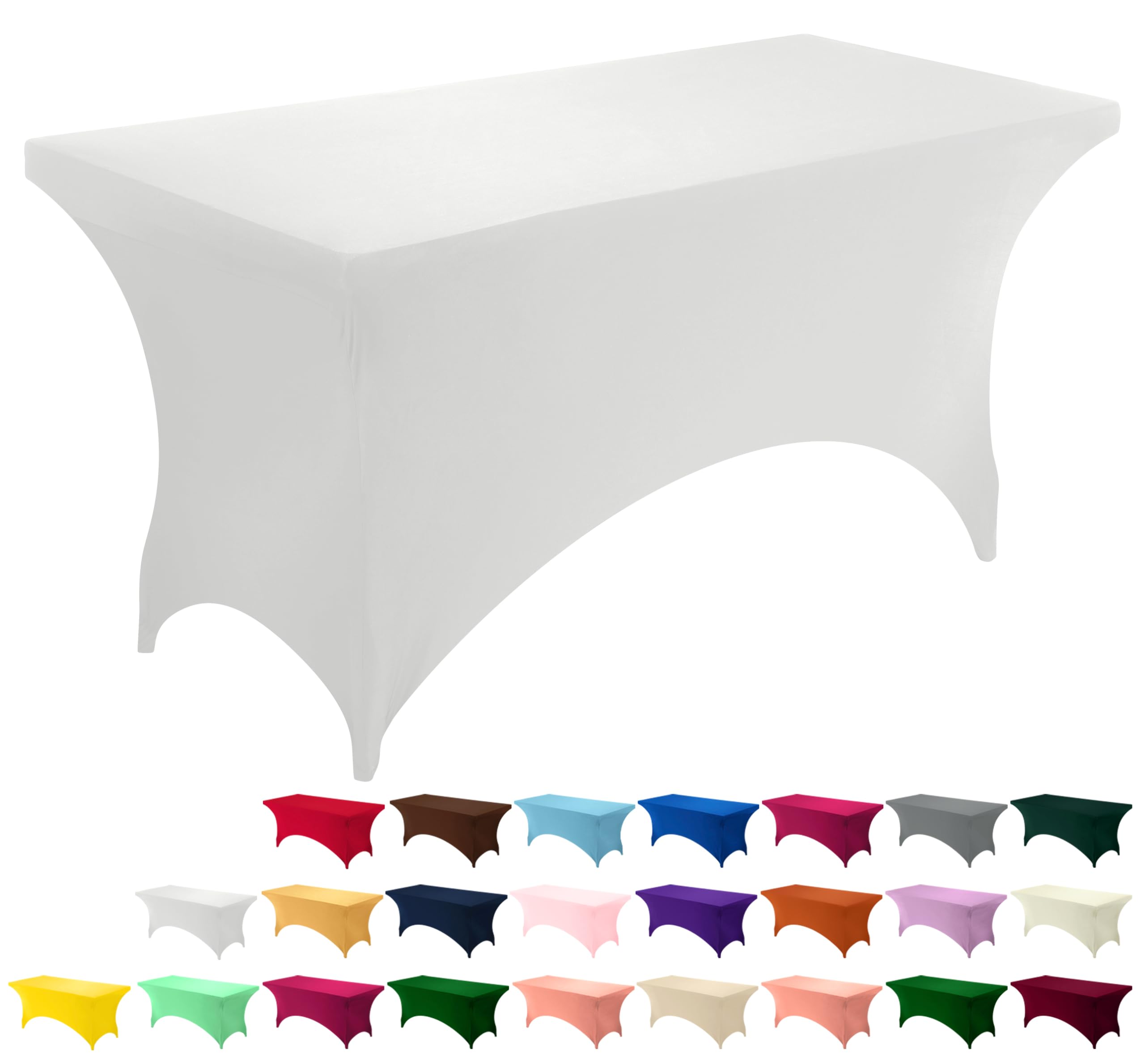 Utopia Kitchen Spandex Tablecloth 1 Pack [6FT, White] 200 GSM Tight, Fitted, Washable and Wrinkle Resistant Stretch Rectangular 