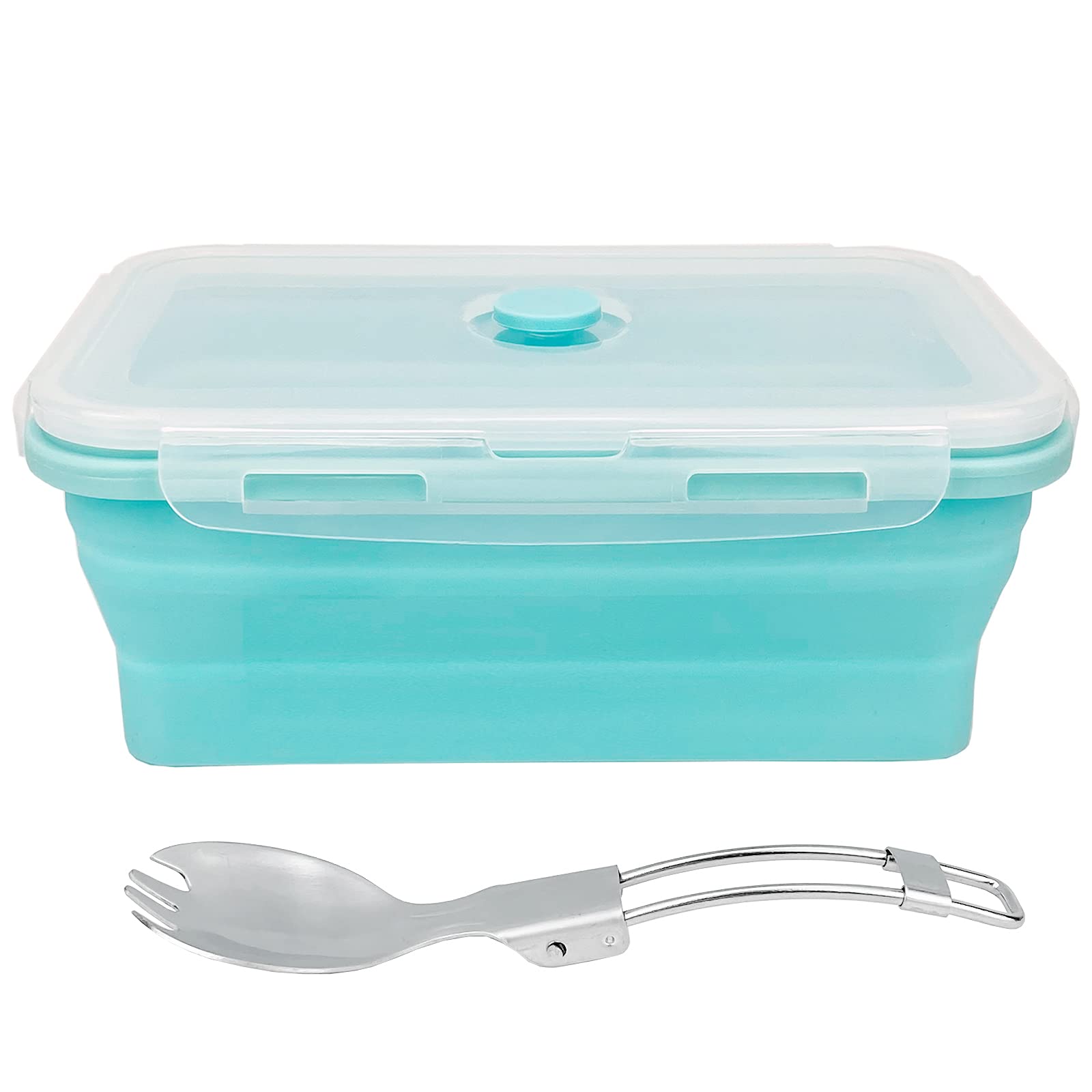 Cartints Large Collapsible Camping Food Containers, 1200Ml Silicone Lunch Container, Microwave Safe Reusable Meal Prep Container