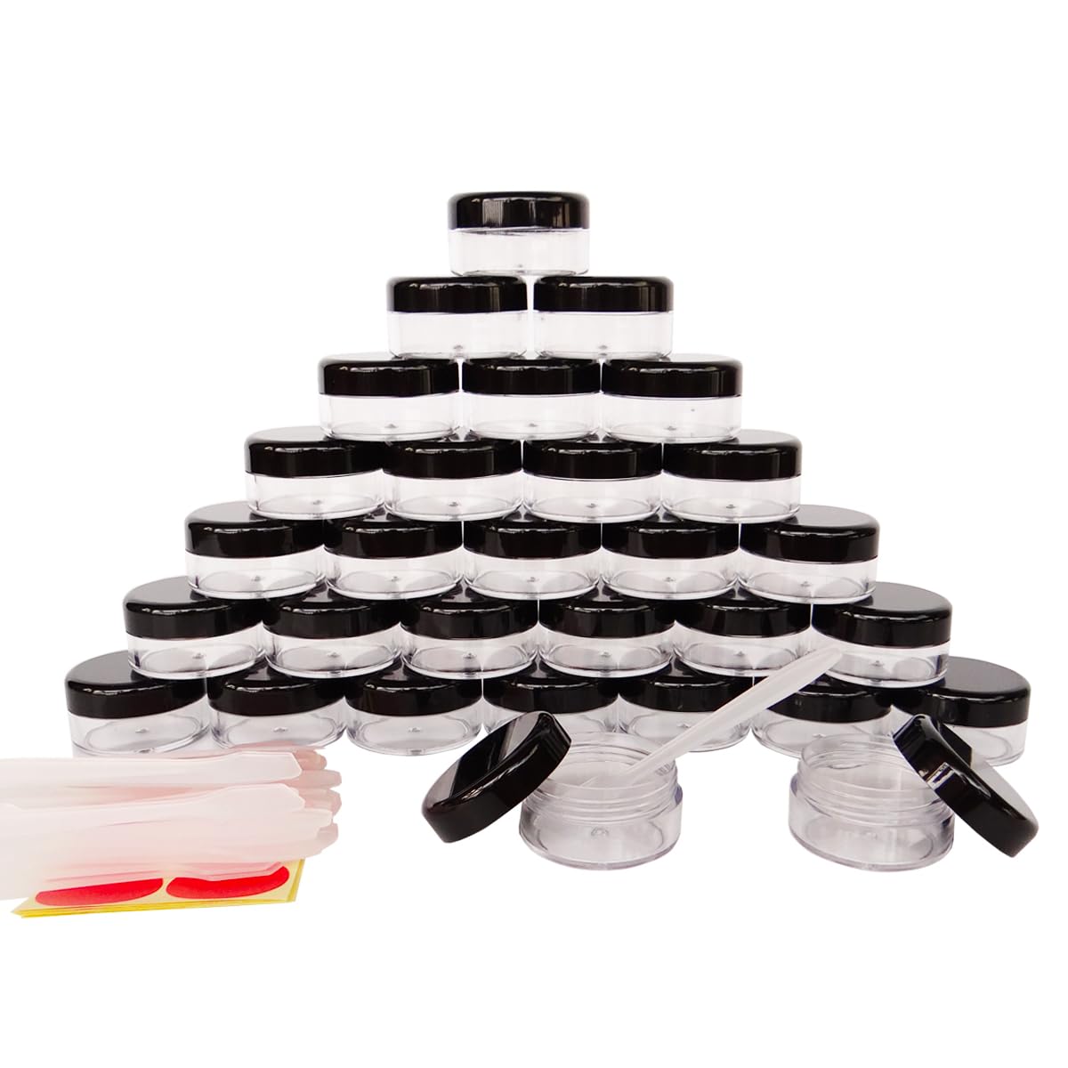 Wopanxye 30Pack 10 Gram Small Makeup Sample Container, 10Ml Cosmetic Jar With Black Lid, 10G Refillable Empty Sample Jars, Trave