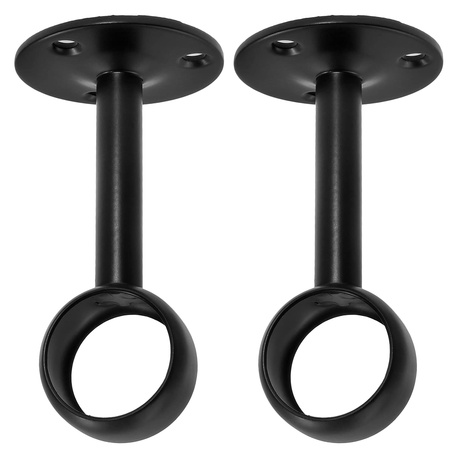 Jiozermi 2 Pcs 1 Inch Ceiling Mount Curtain Rod Bracket, Flange Closet Rod Holder, Heavy Duty Stainless Steel Shower Curtain Rod